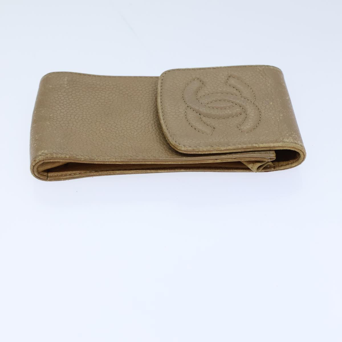 CHANEL COCO Mark Pen Case Caviar Skin Beige CC bs13887