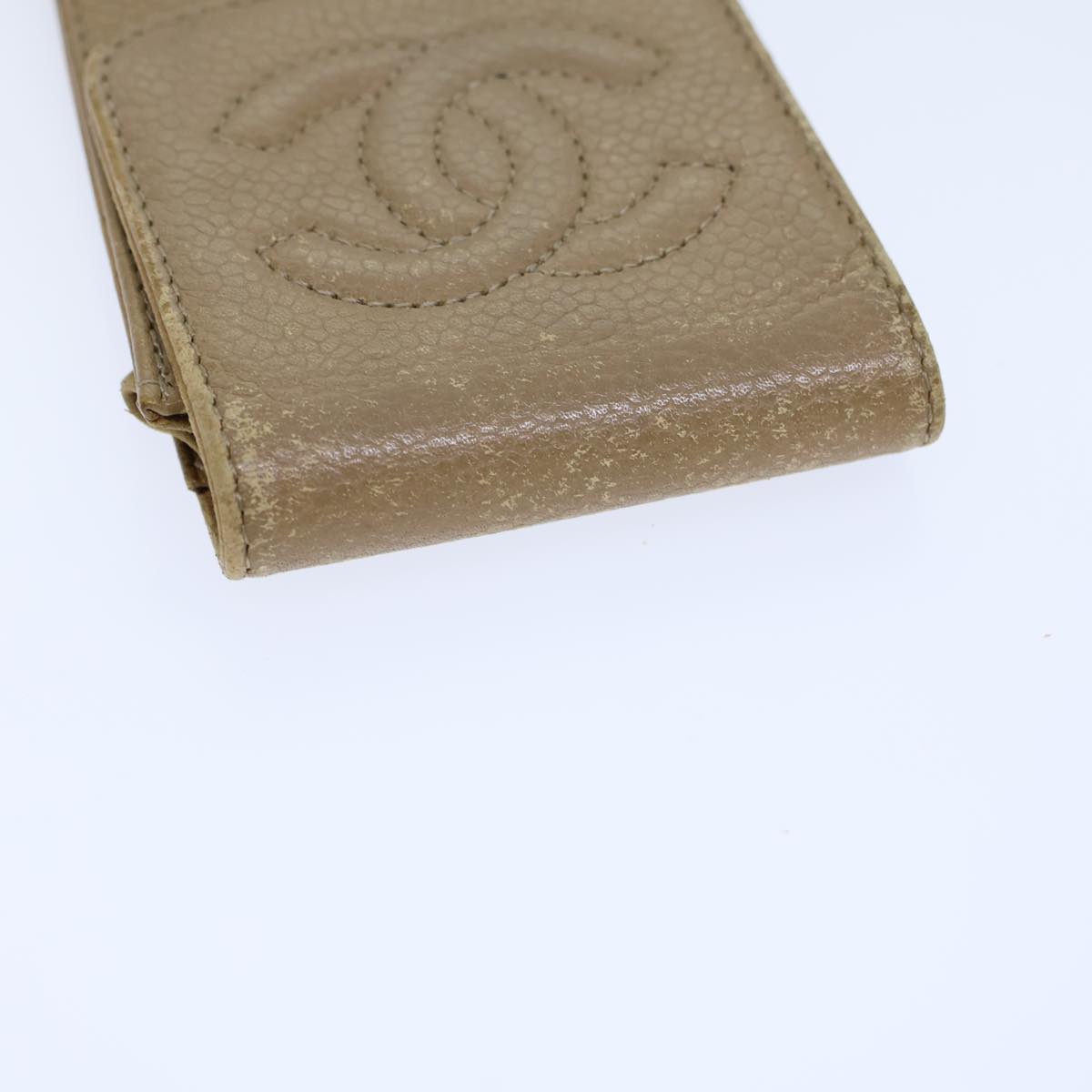 CHANEL COCO Mark Pen Case Caviar Skin Beige CC bs13887