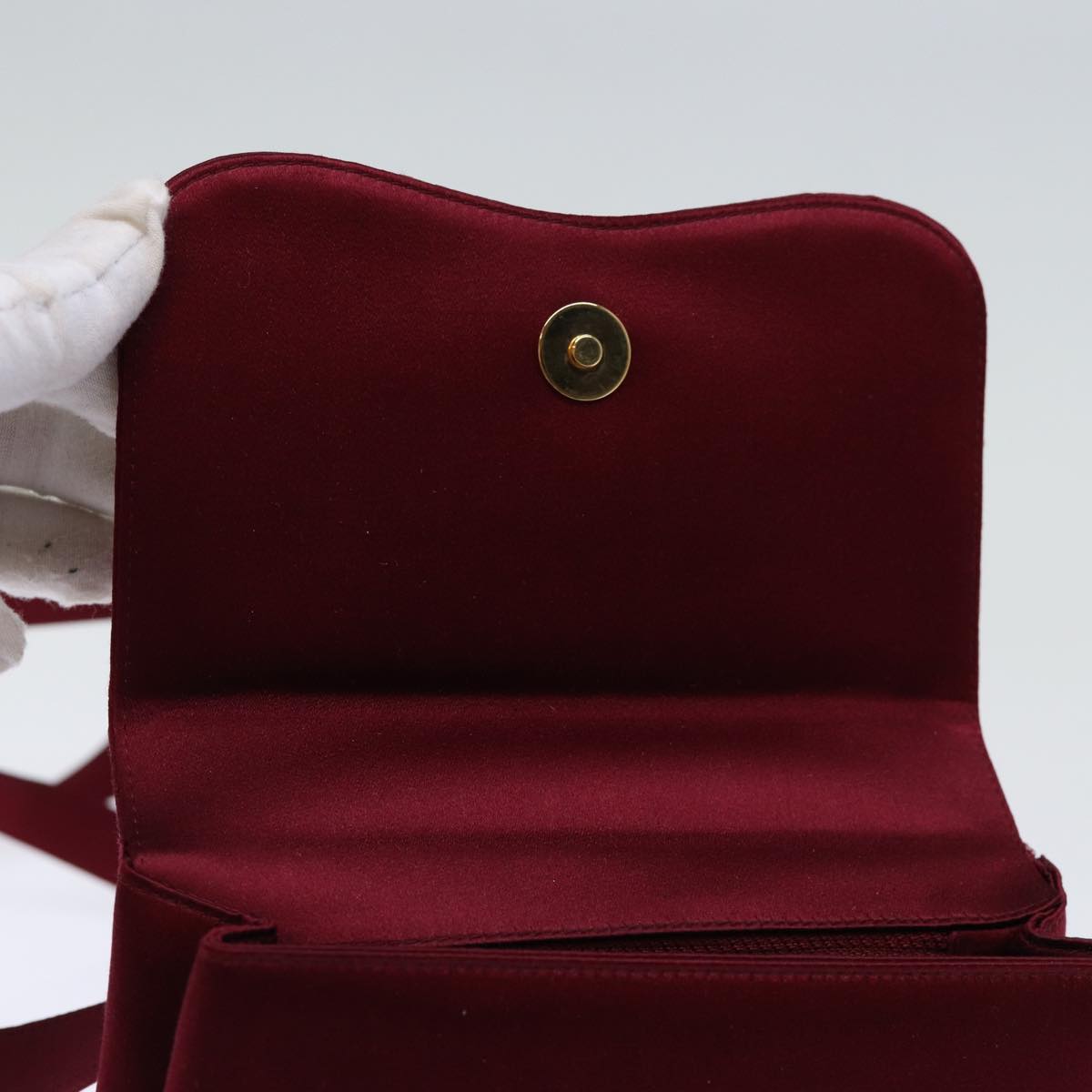 CHANEL Shoulder Bag Satin Red CC bs13944