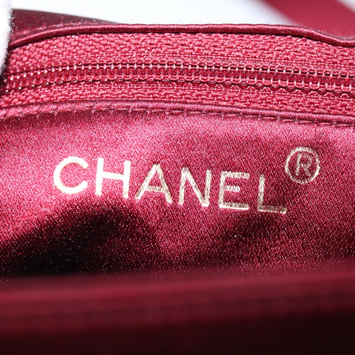 CHANEL Shoulder Bag Satin Red CC bs13944