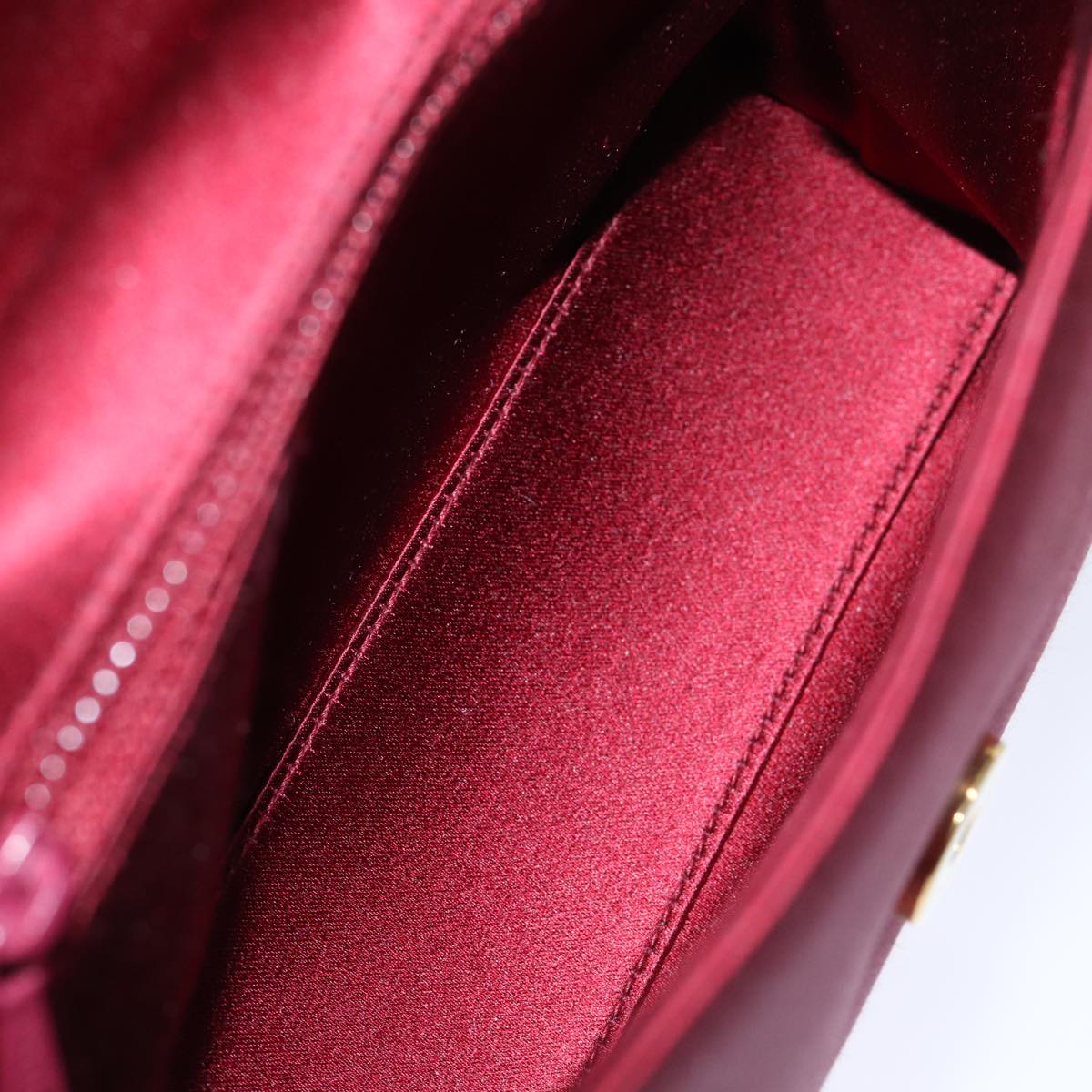 CHANEL Shoulder Bag Satin Red CC bs13944