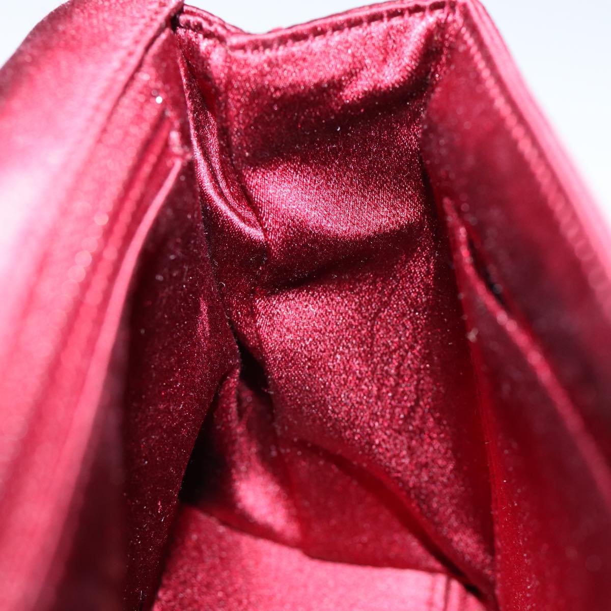 CHANEL Shoulder Bag Satin Red CC bs13944
