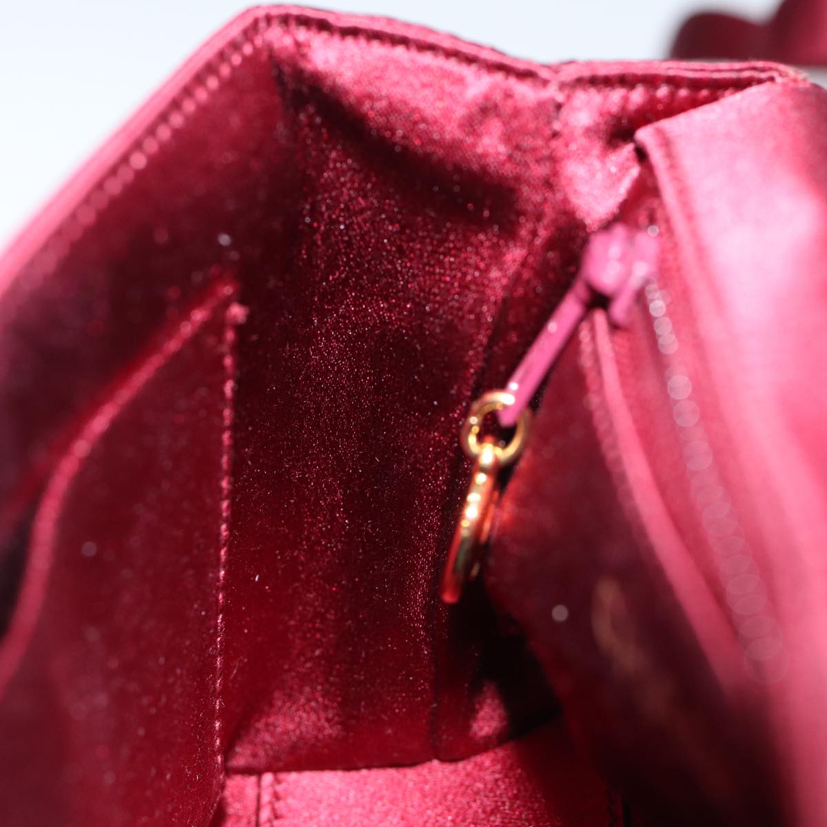 CHANEL Shoulder Bag Satin Red CC bs13944