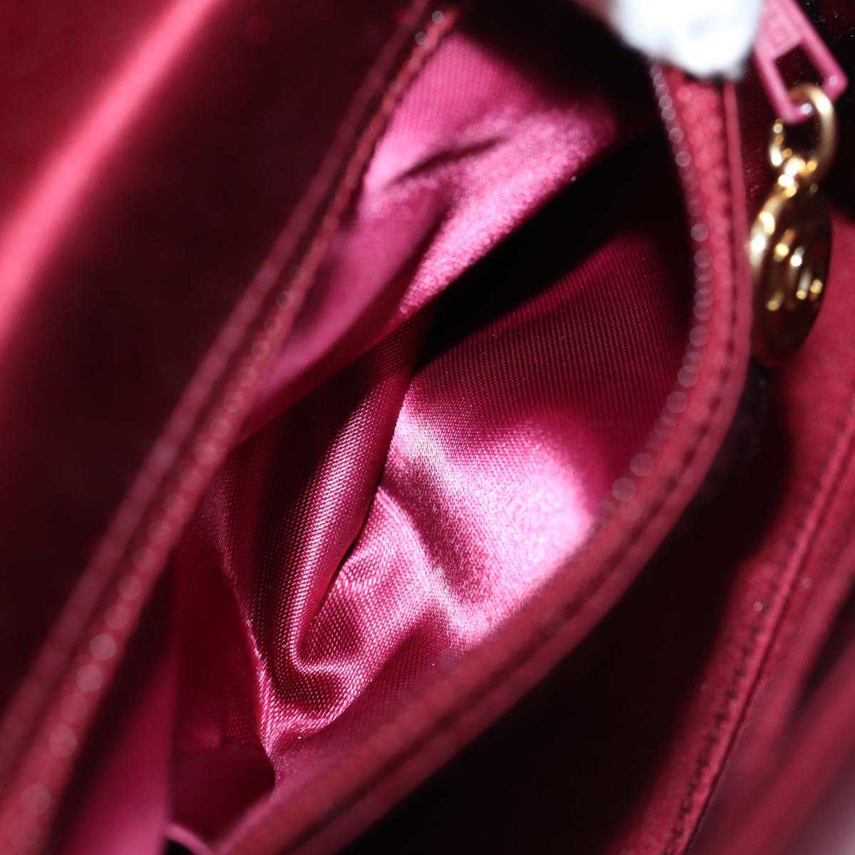 CHANEL Shoulder Bag Satin Red CC bs13944