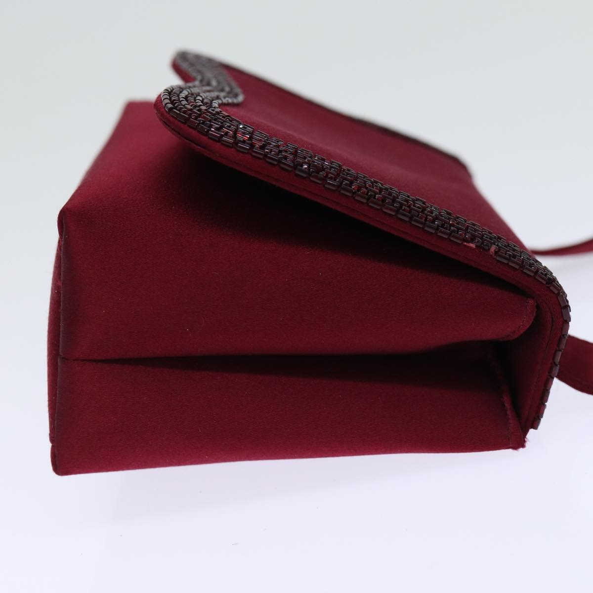 CHANEL Shoulder Bag Satin Red CC bs13944
