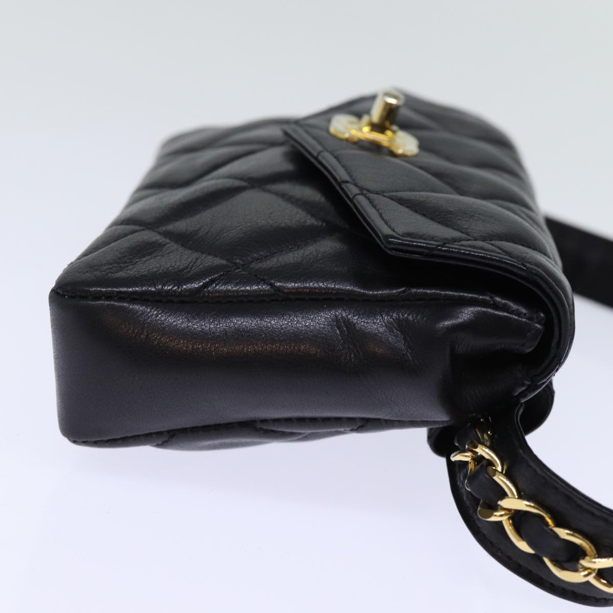 CHANEL Matelasse Turn Lock Waist bag Leather Black CC bs13970