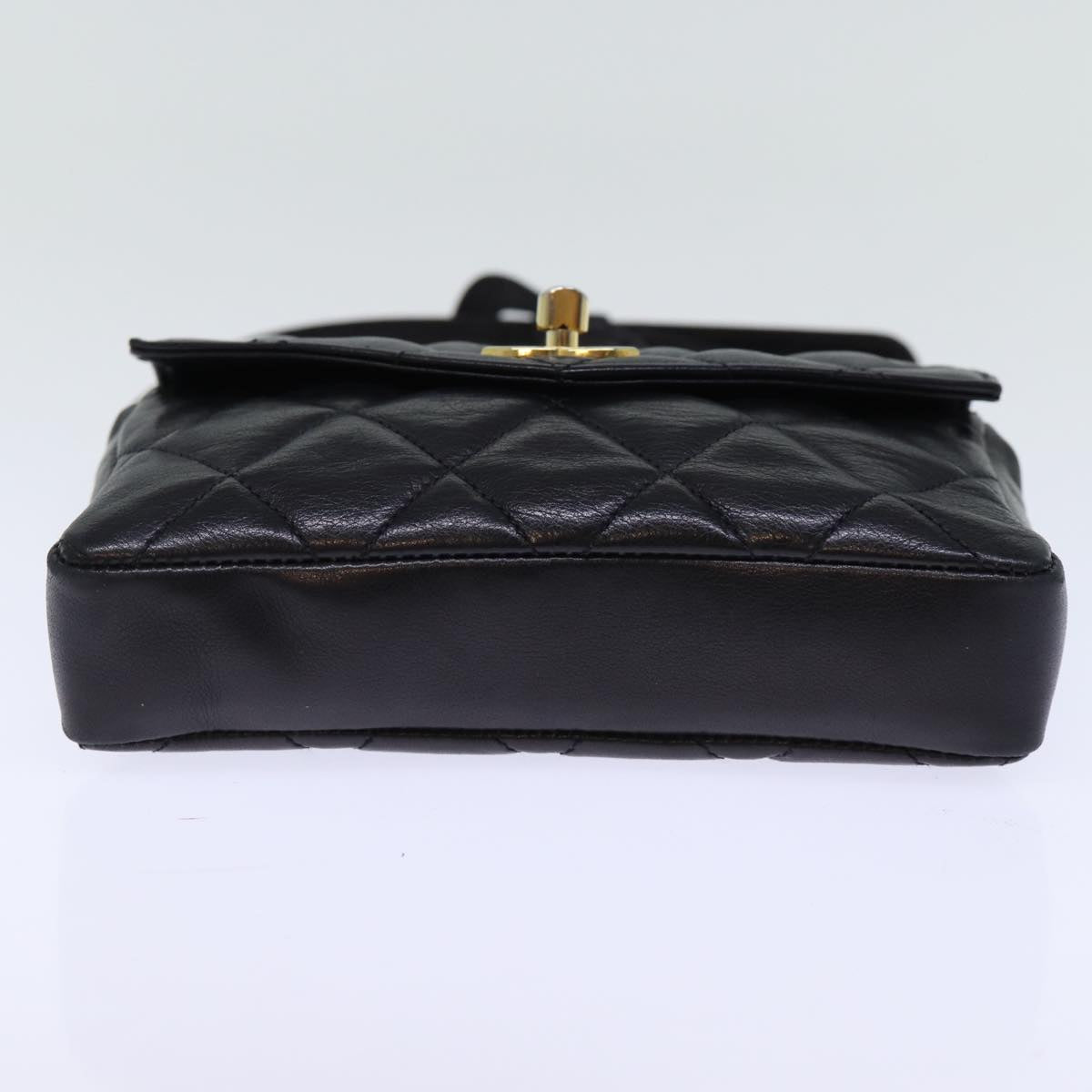 CHANEL Matelasse Turn Lock Waist bag Leather Black CC bs13970