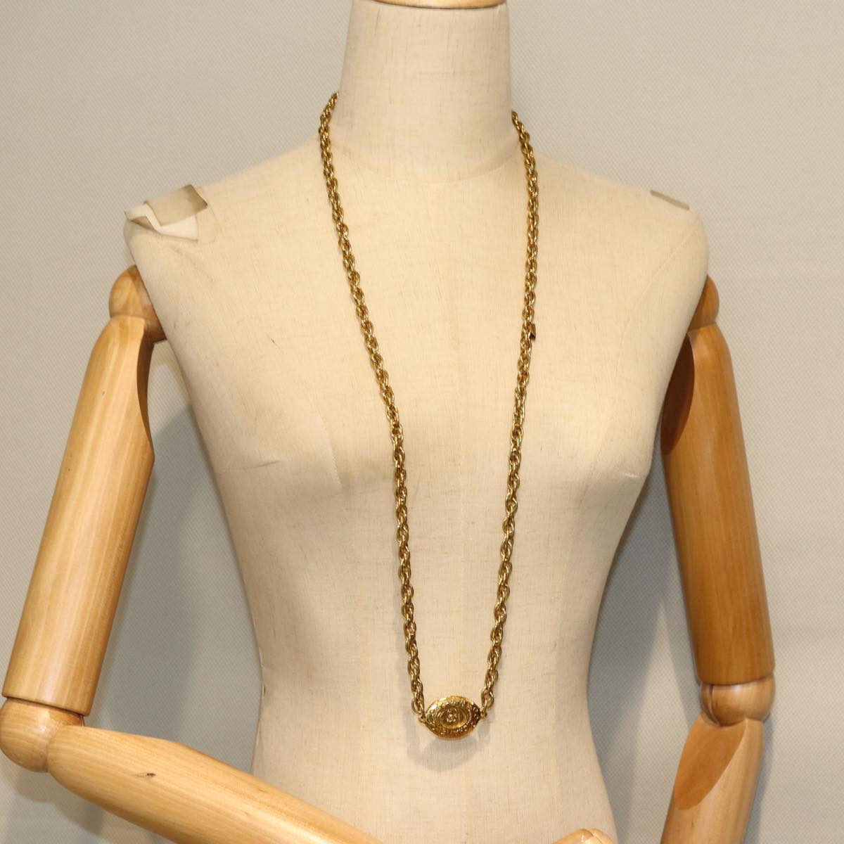 CHANEL Necklace Metal Gold CC bs14195