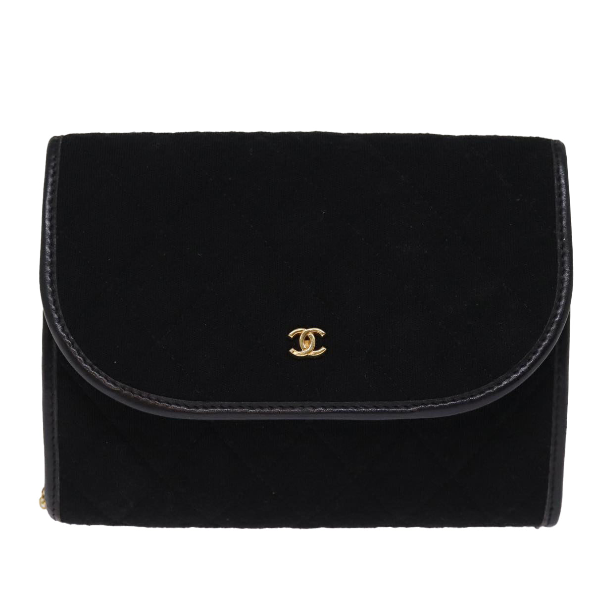 CHANEL Matelasse Chain Shoulder Bag cotton Black CC bs14749A
