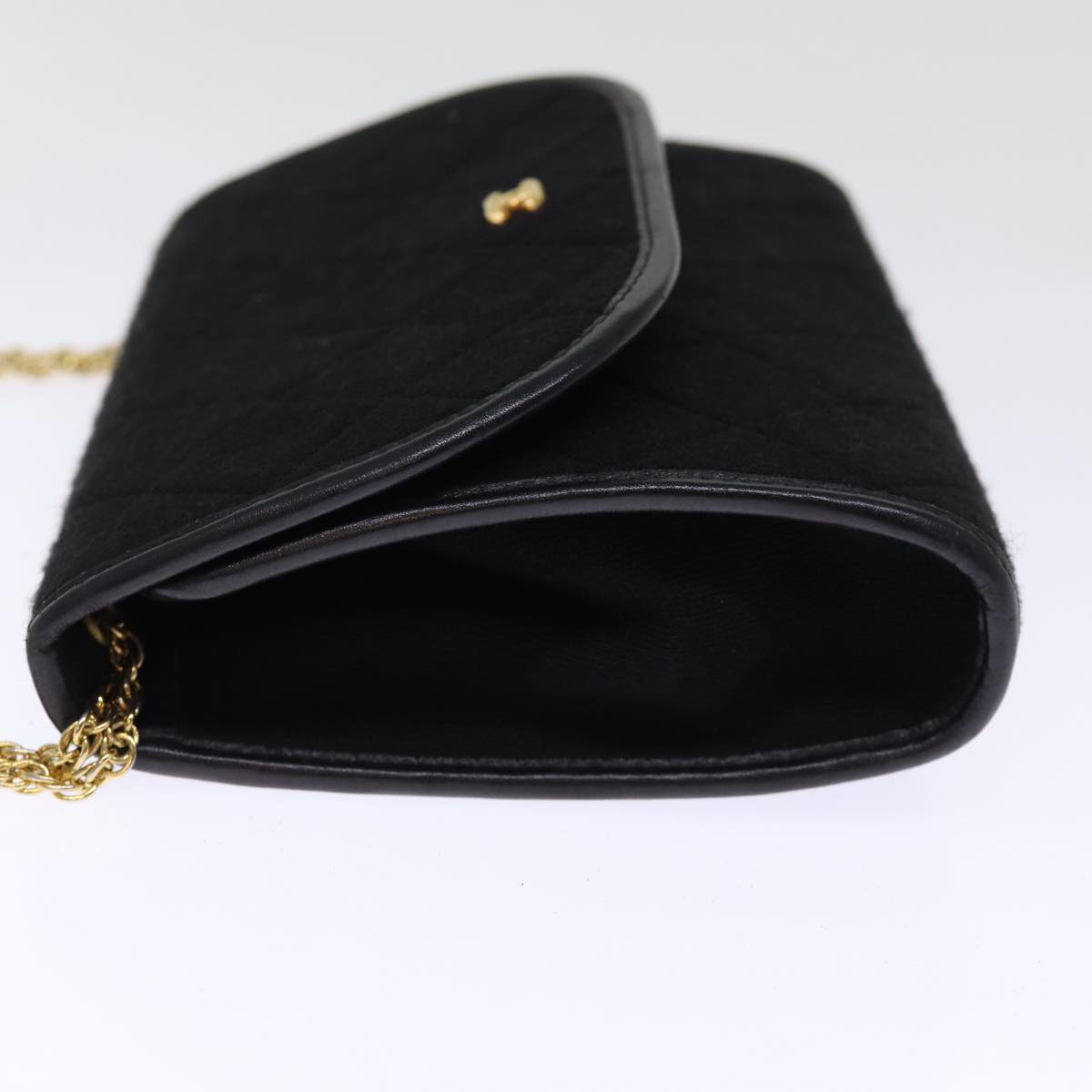 CHANEL Matelasse Chain Shoulder Bag cotton Black CC bs14749A