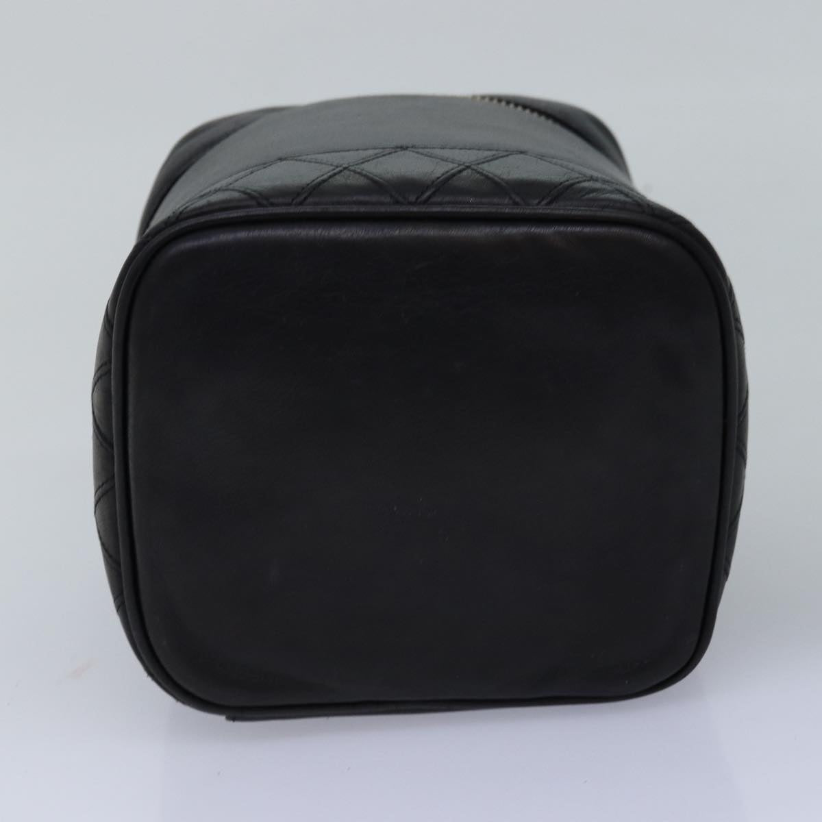 CHANEL Bicolole Vanity Cosmetic Pouch Leather Black CC bs14966