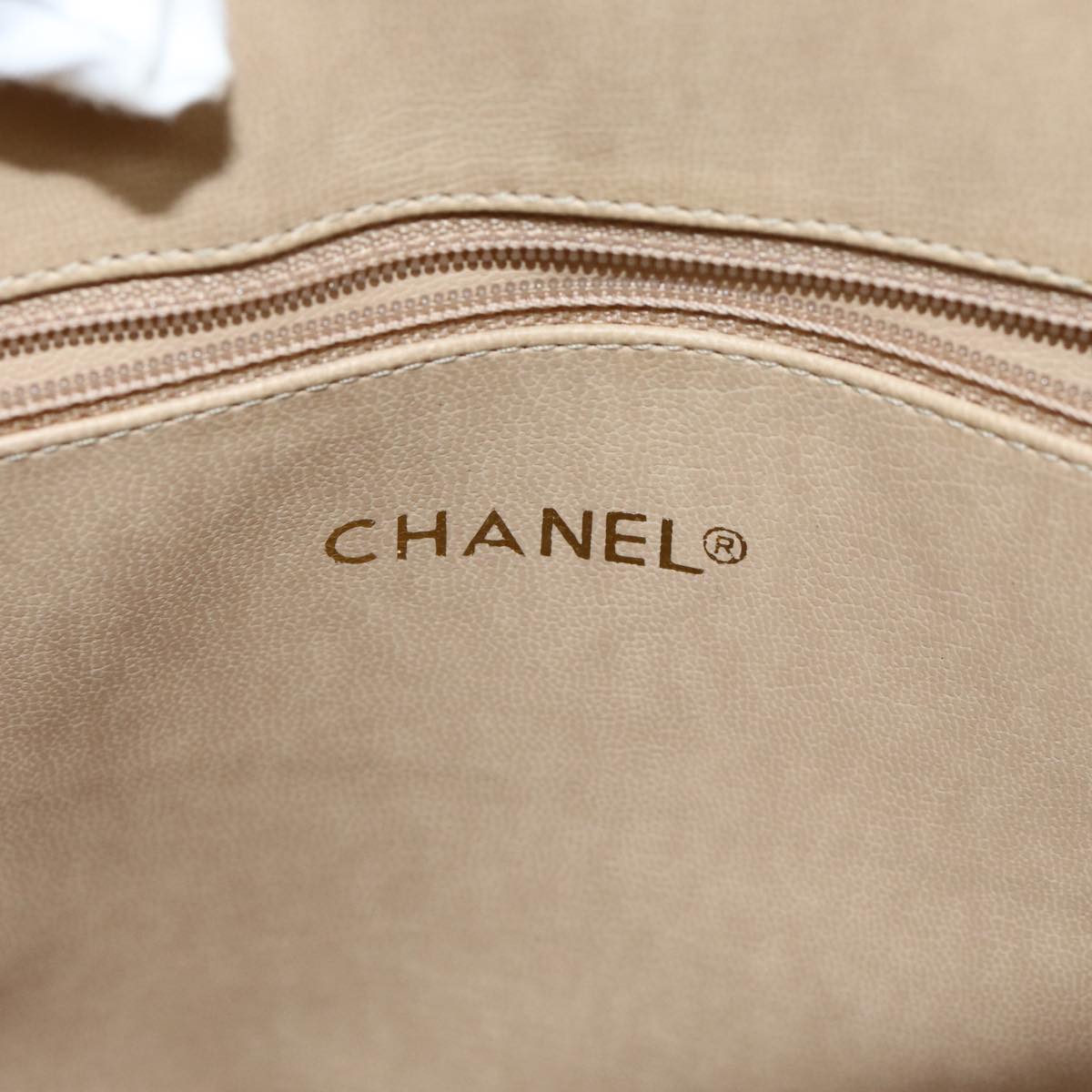 CHANEL Matelasse Chain Shoulder Bag Lamb Skin Beige CC bs15118