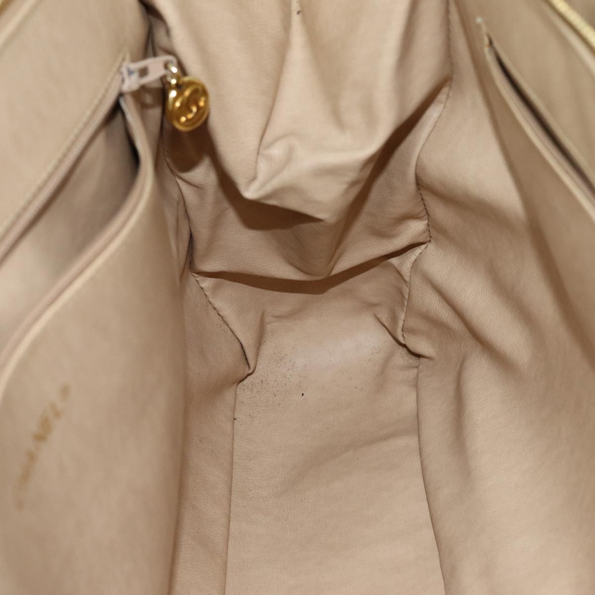 CHANEL Matelasse Chain Shoulder Bag Lamb Skin Beige CC bs15118