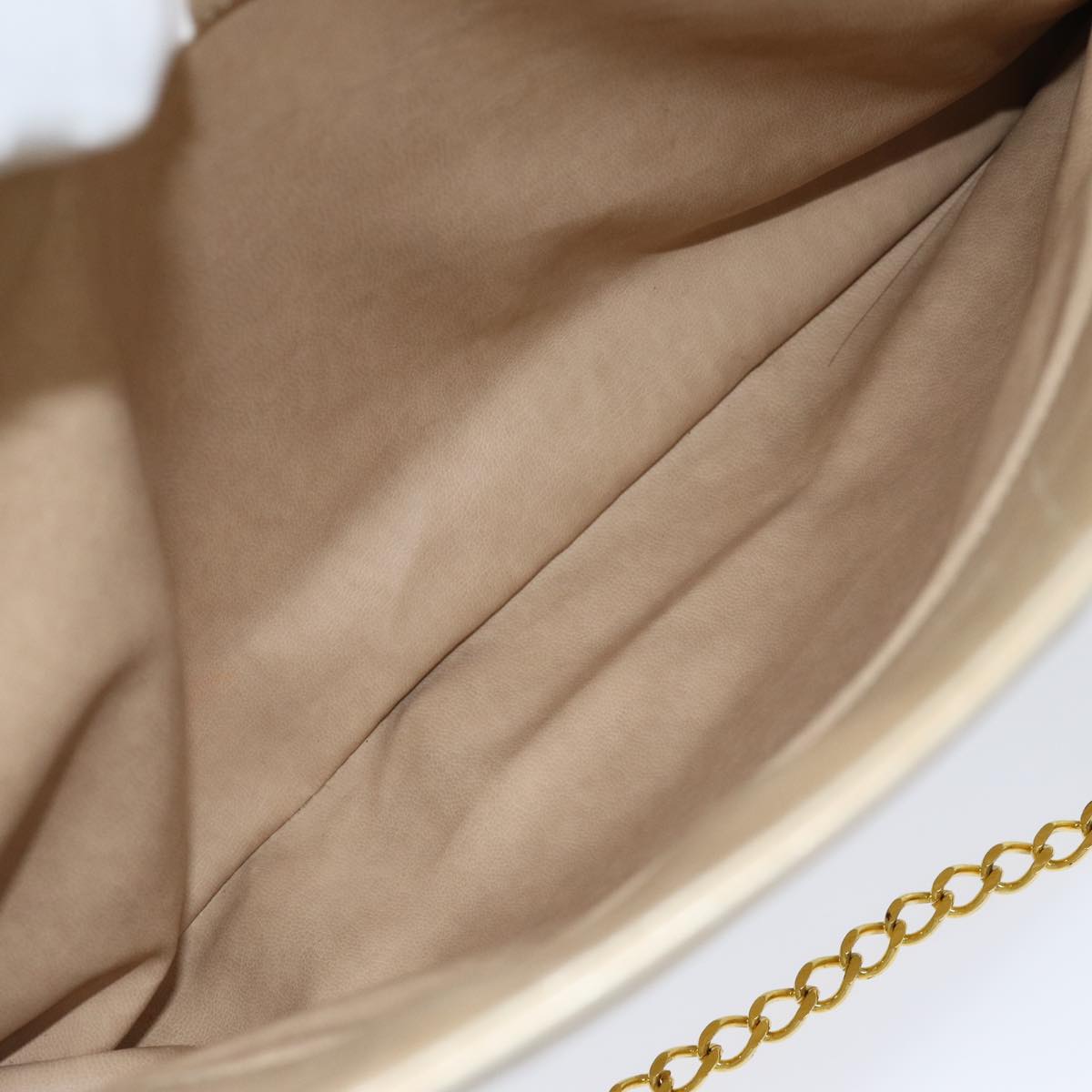 CHANEL Matelasse Chain Shoulder Bag Lamb Skin Beige CC bs15118