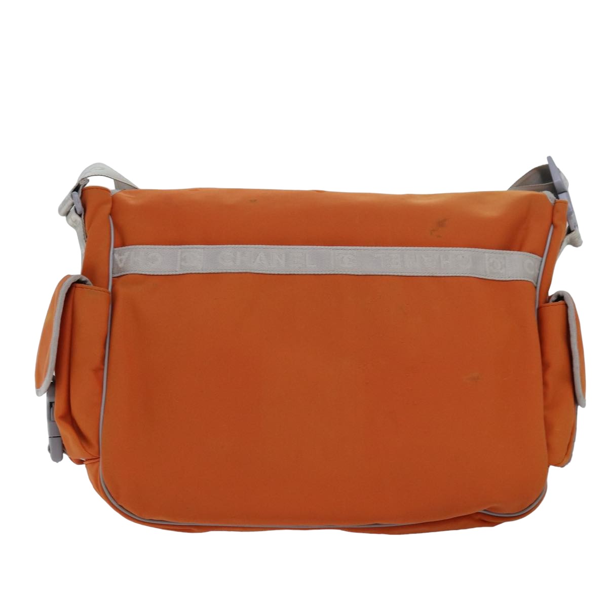 CHANEL Choco Bar Sports Line Shoulder Bag Nylon Orange CC bs15857