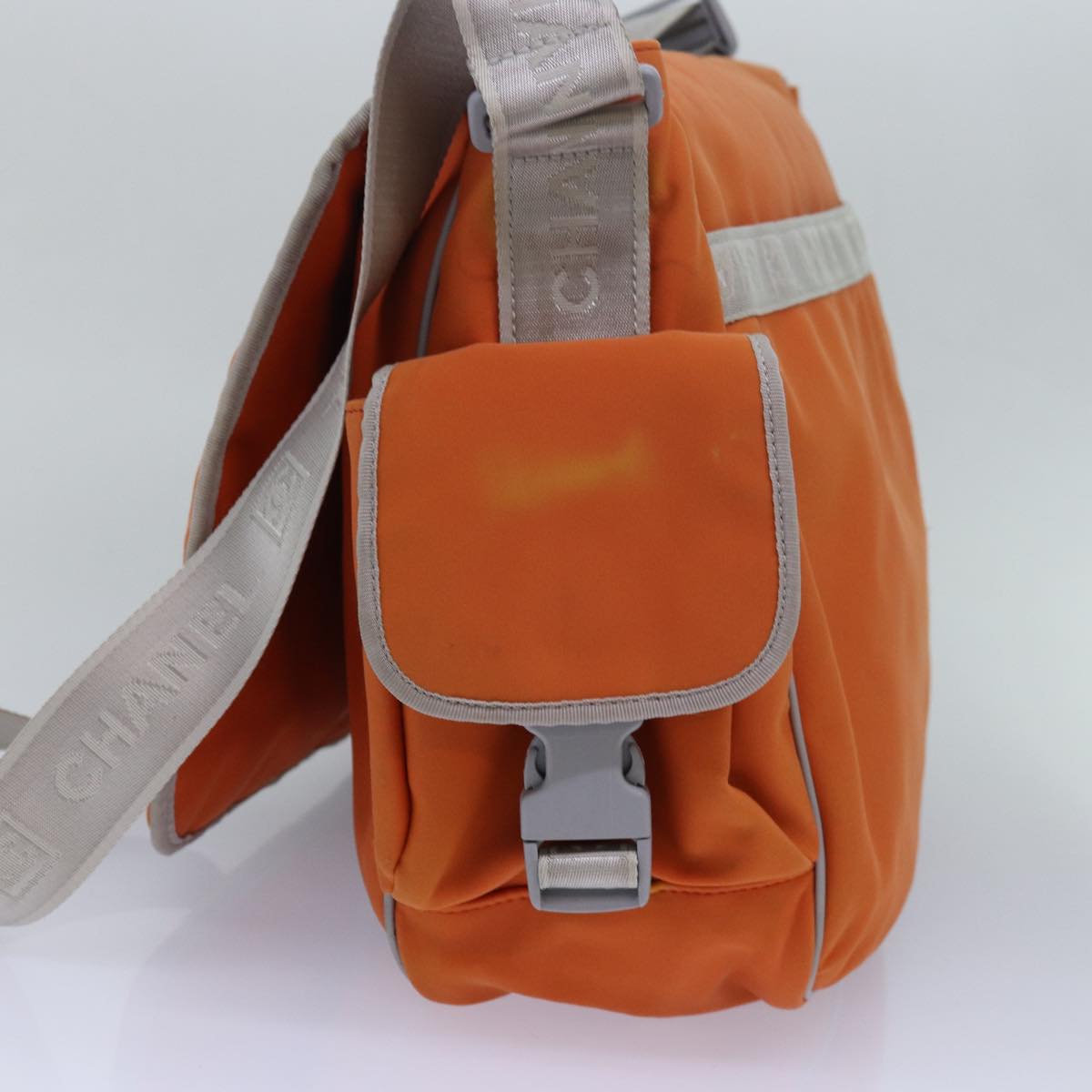 CHANEL Choco Bar Sports Line Shoulder Bag Nylon Orange CC bs15857