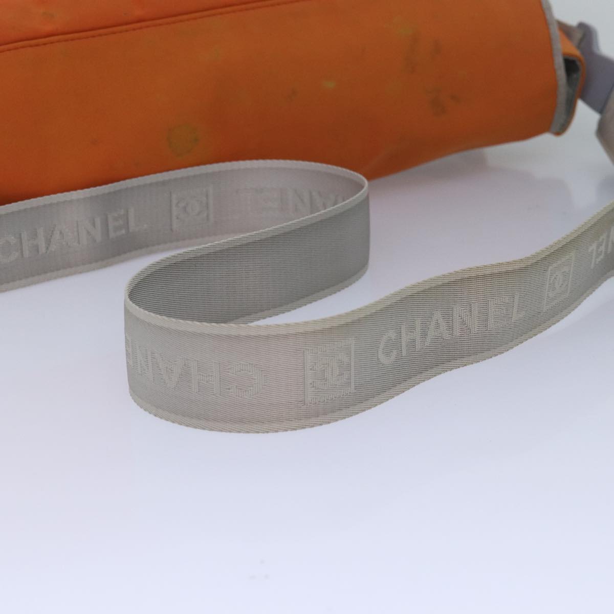 CHANEL Choco Bar Sports Line Shoulder Bag Nylon Orange CC bs15857