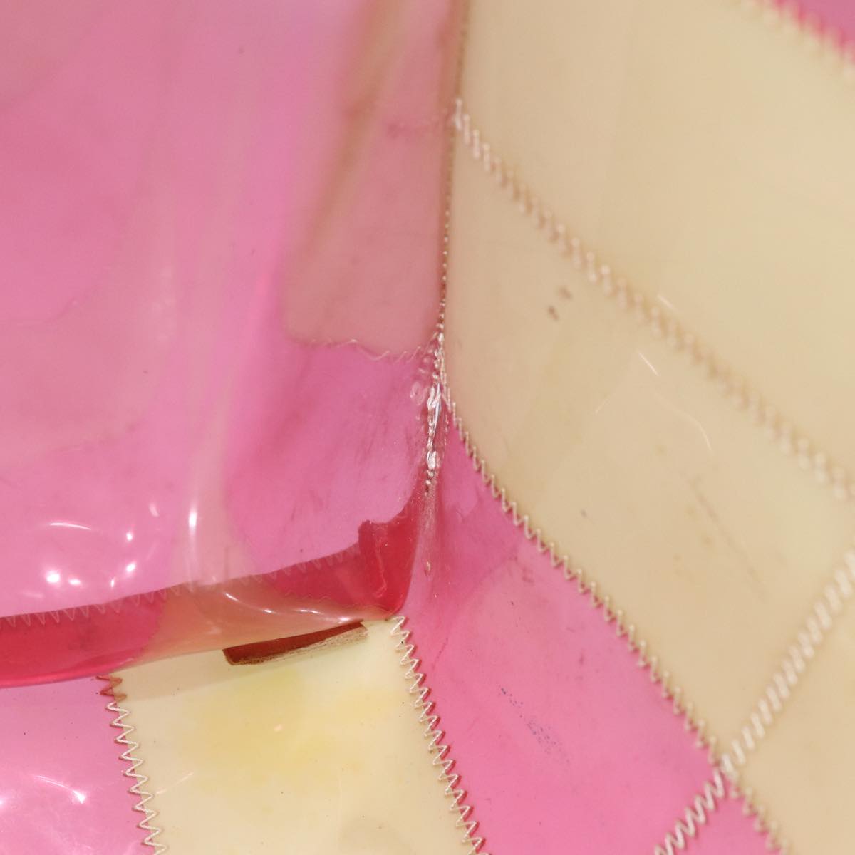 CHANEL Tote Bag Vinyl Red Beige CC bs15860