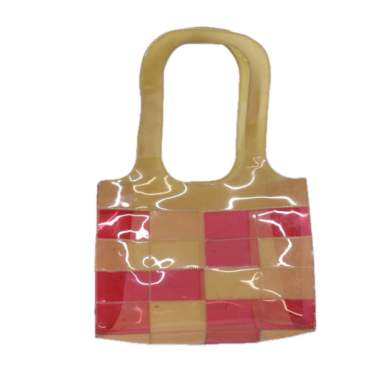 CHANEL Tote Bag Vinyl Red Beige CC bs15860