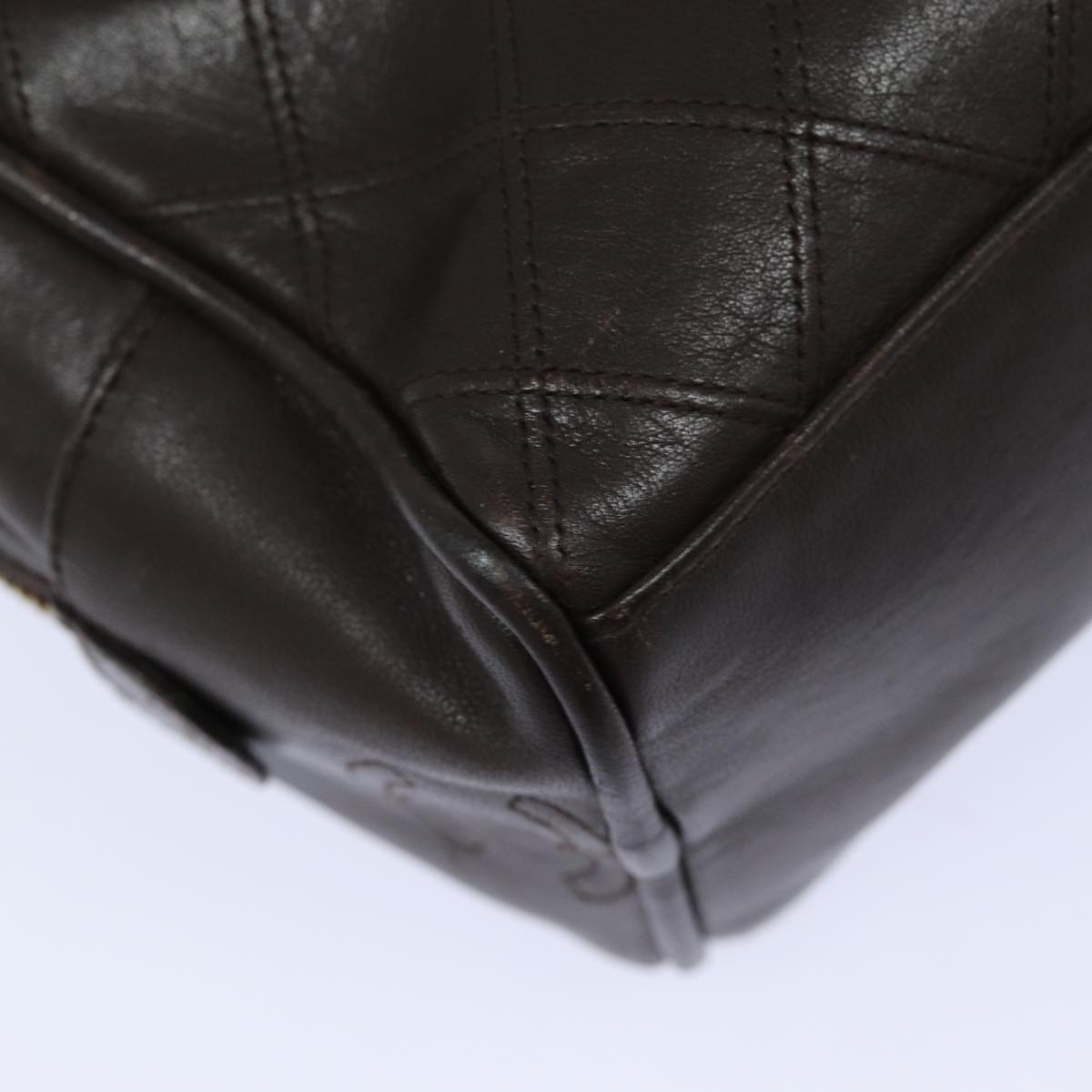 CHANEL Bicolore Pouch Leather Brown CC bs16047