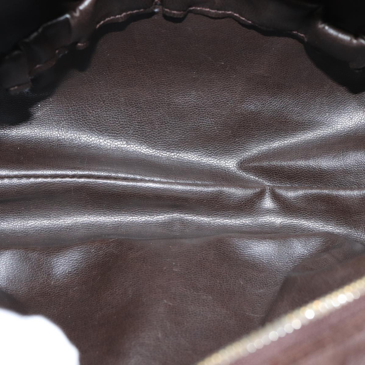 CHANEL Bicolore Pouch Leather Brown CC bs16047