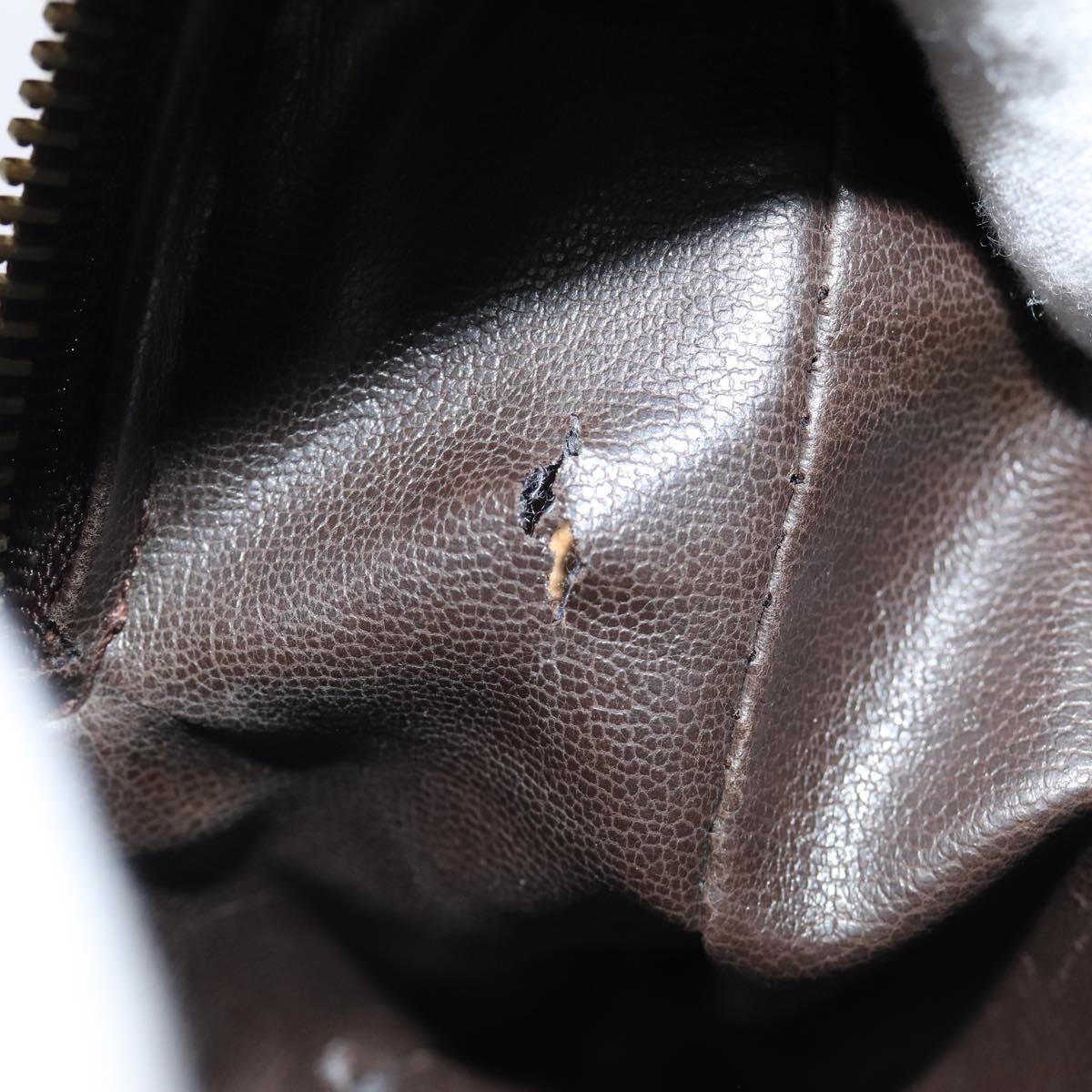 CHANEL Bicolore Pouch Leather Brown CC bs16047