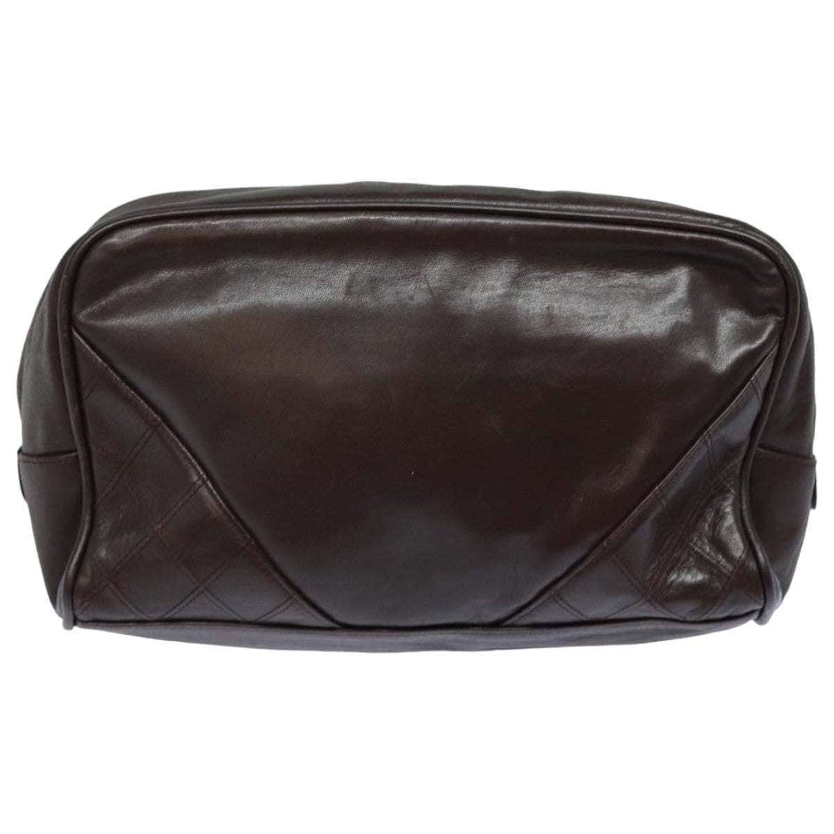 CHANEL Bicolore Pouch Leather Brown CC bs16047