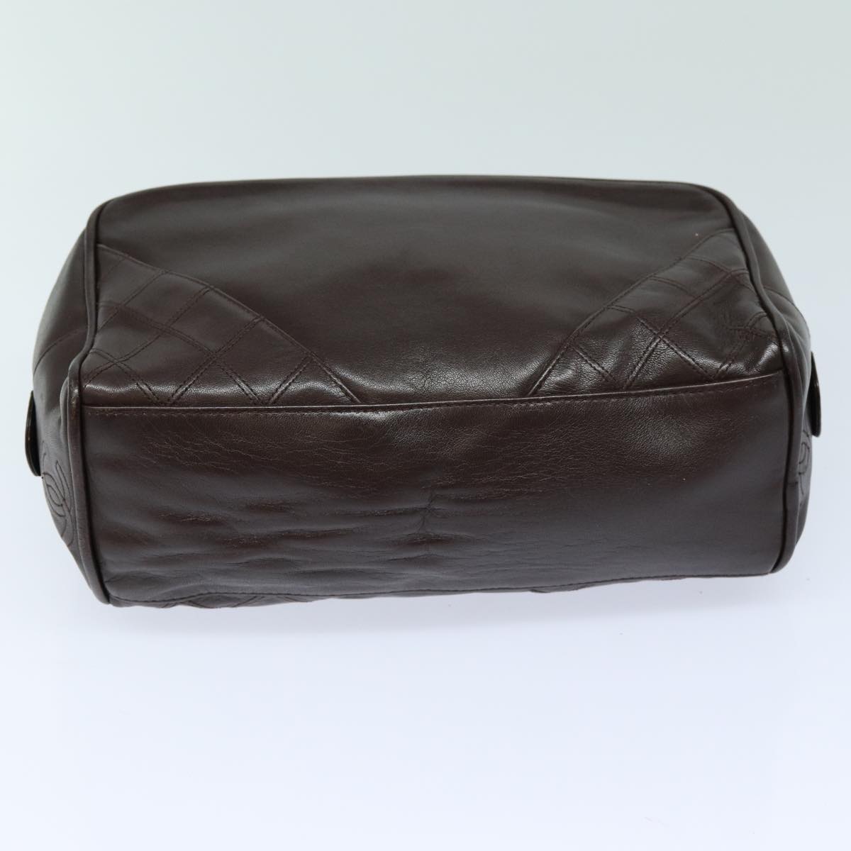 CHANEL Bicolore Pouch Leather Brown CC bs16047