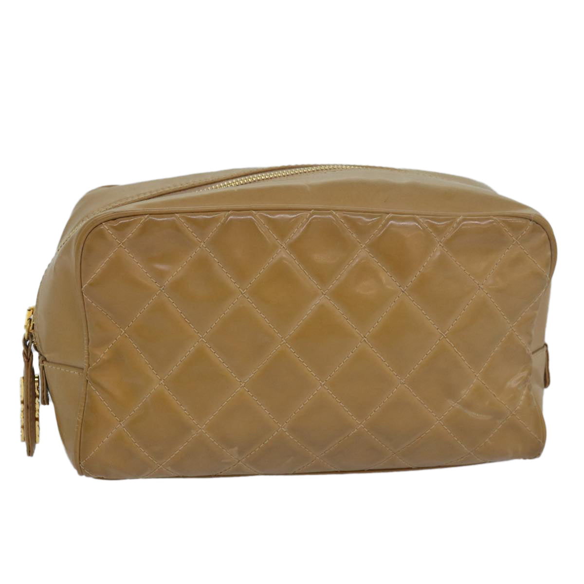 CHANEL Matelasse Pouch Enamel Beige CC bs16140