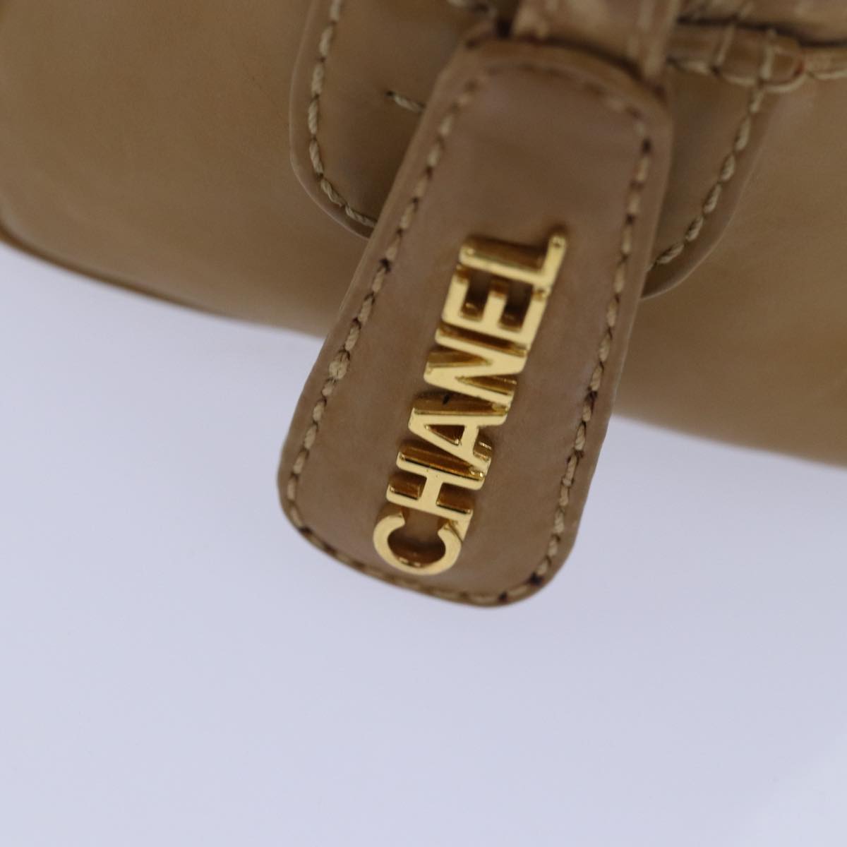 CHANEL Matelasse Pouch Enamel Beige CC bs16140