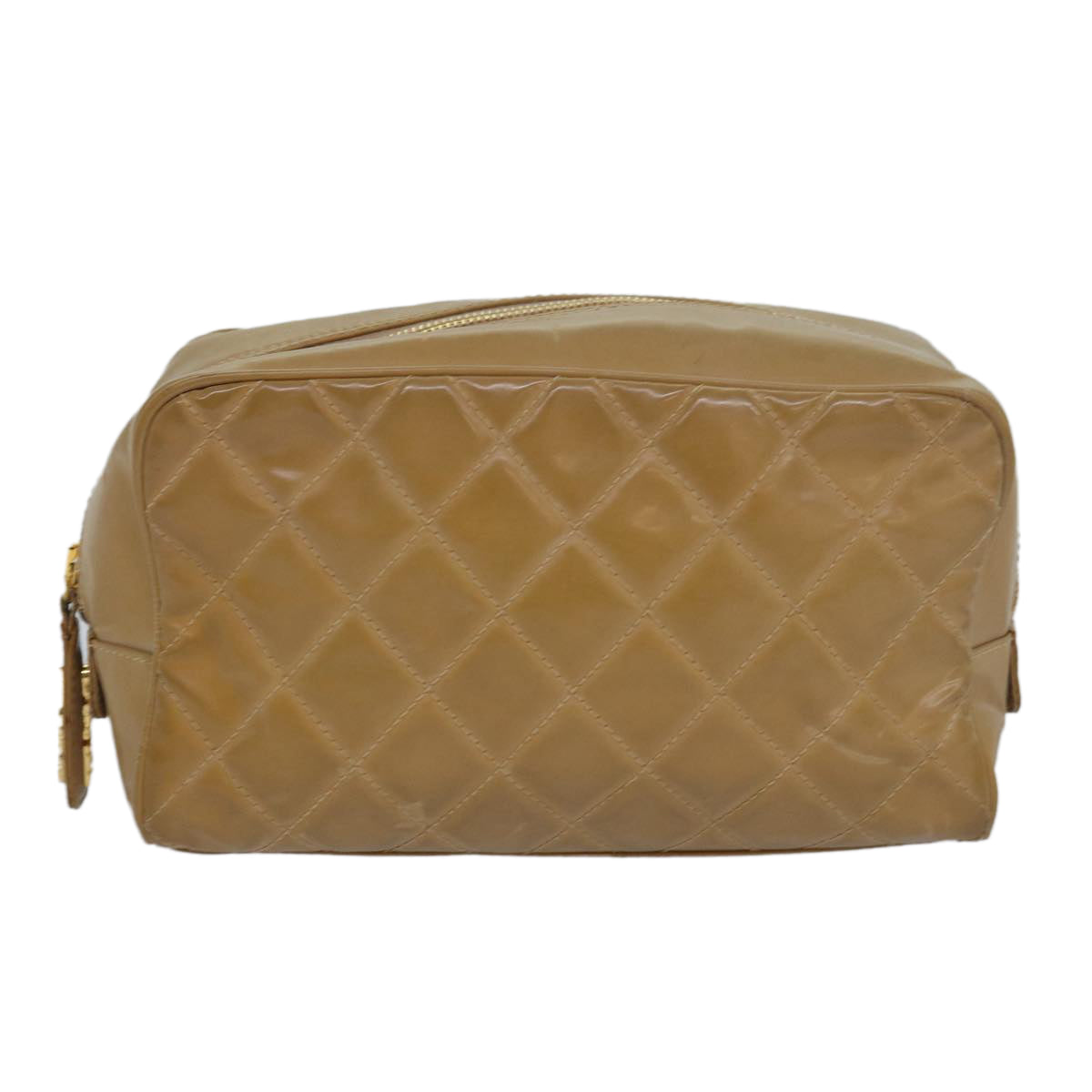 CHANEL Matelasse Pouch Enamel Beige CC bs16140