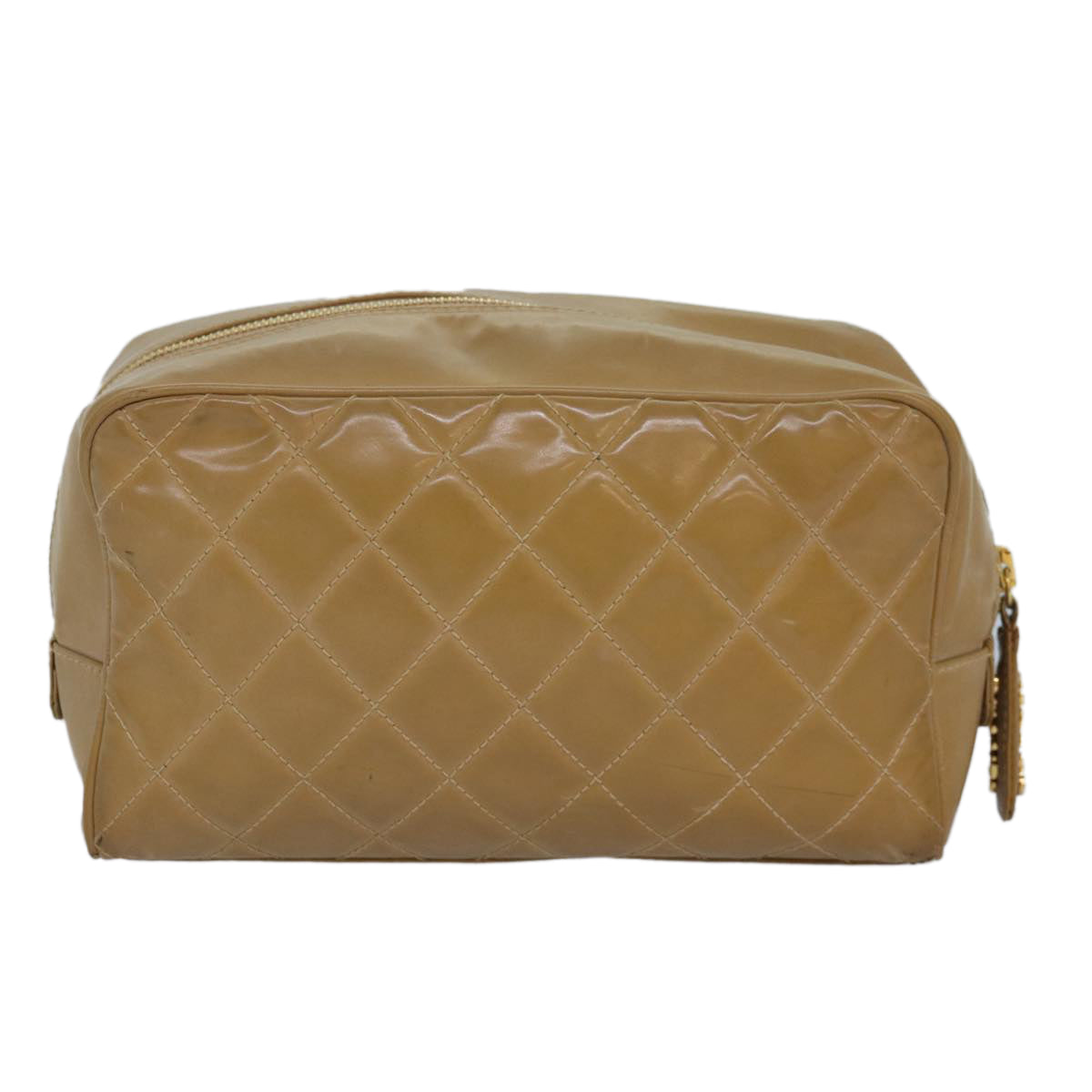 CHANEL Matelasse Pouch Enamel Beige CC bs16140