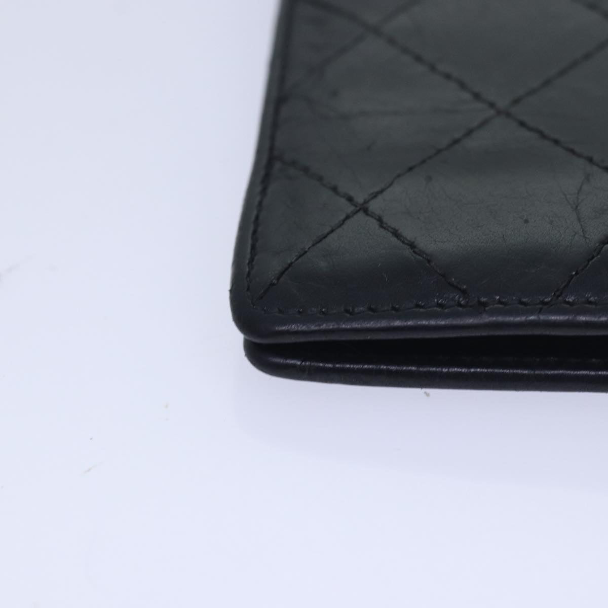 CHANEL Cambon Line Long Wallet Leather Black CC bs16463
