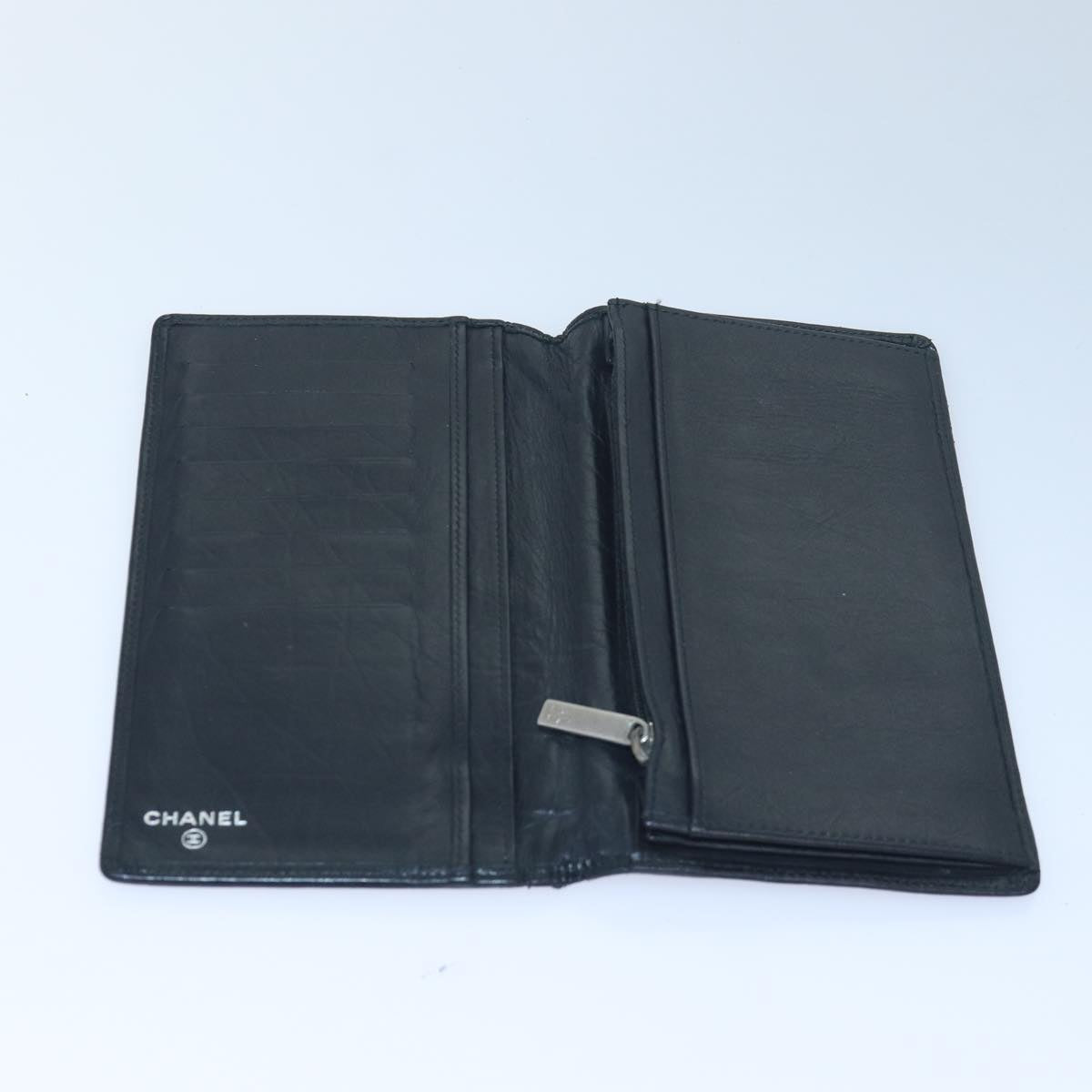 CHANEL Cambon Line Long Wallet Leather Black CC bs16463