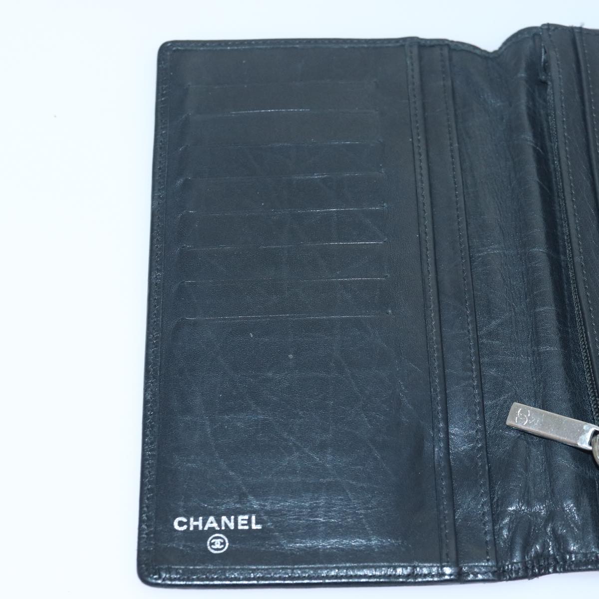 CHANEL Cambon Line Long Wallet Leather Black CC bs16463