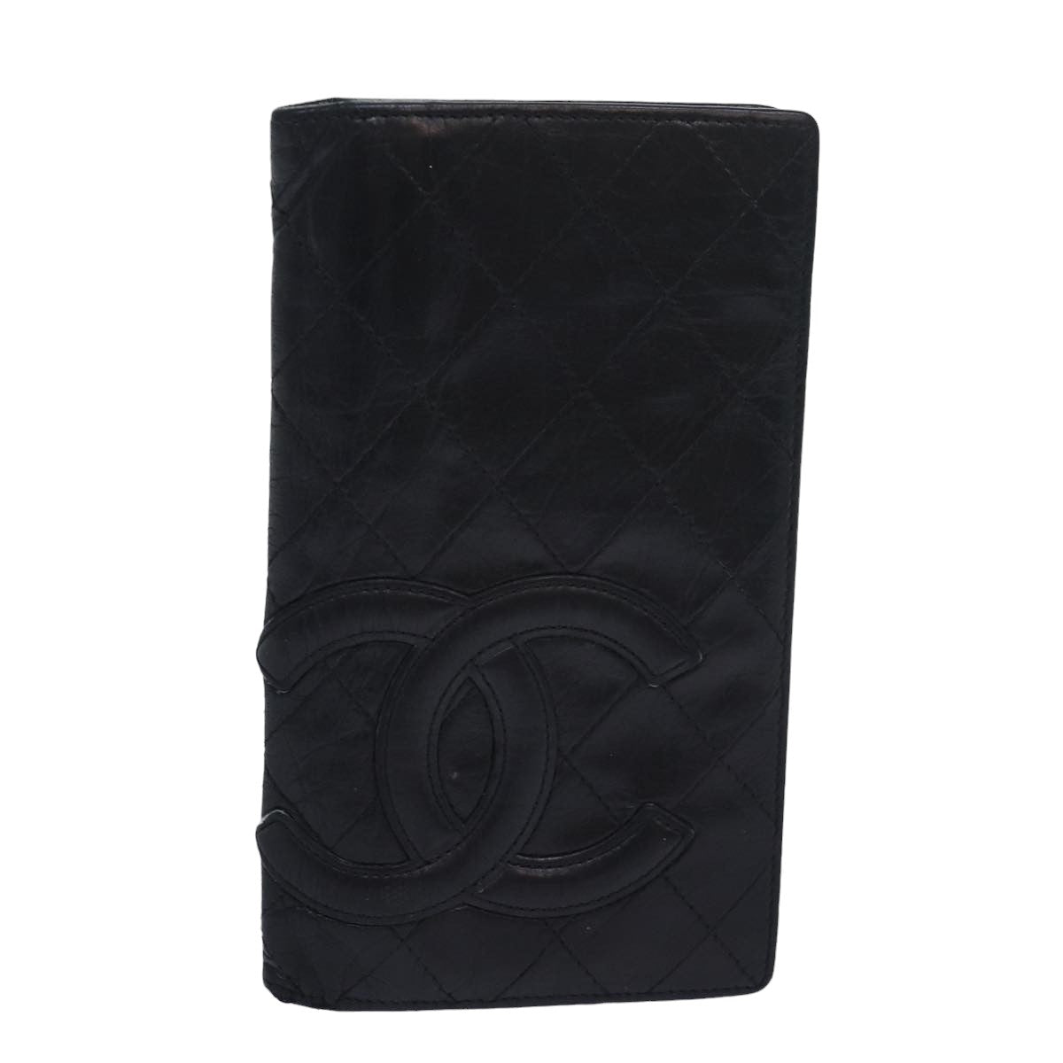 CHANEL Cambon Line Long Wallet Leather Black CC bs16463