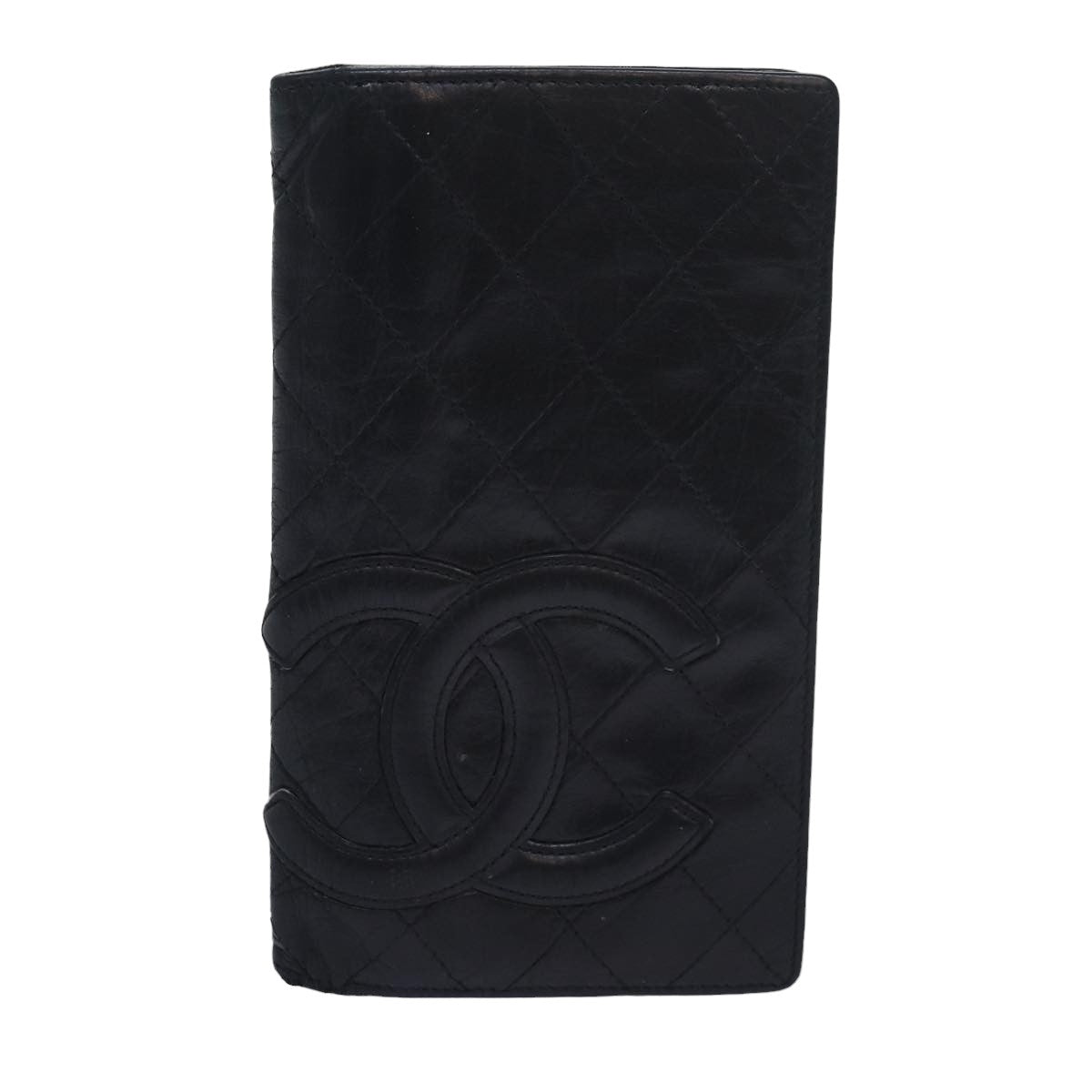 CHANEL Cambon Line Long Wallet Leather Black CC bs16463