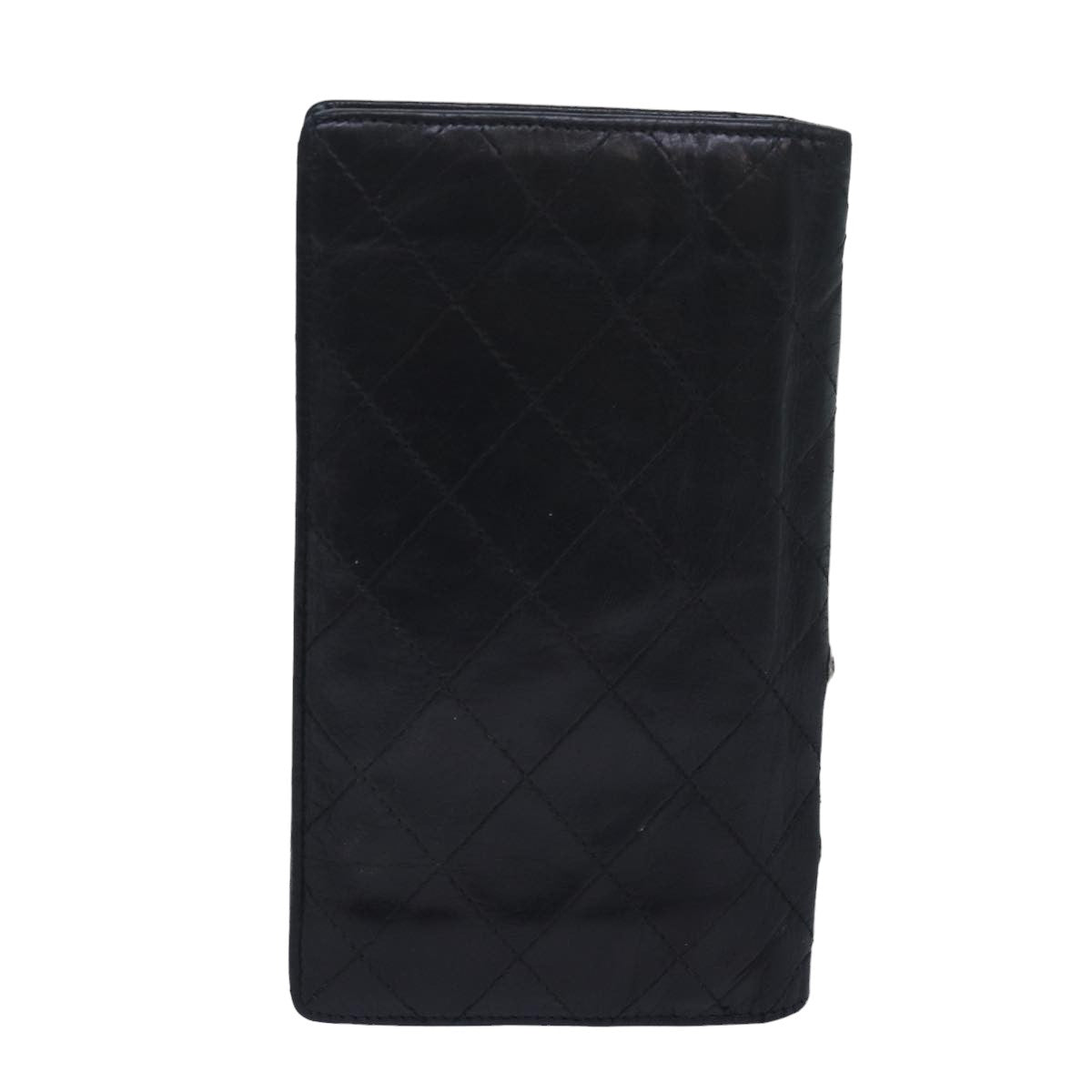 CHANEL Cambon Line Long Wallet Leather Black CC bs16463