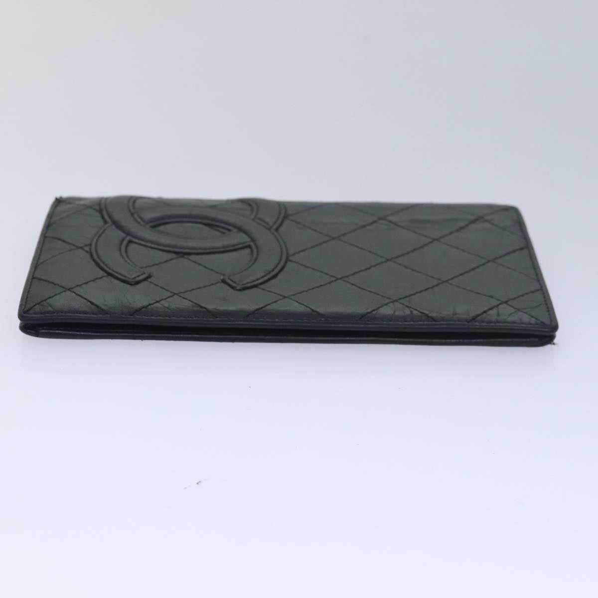 CHANEL Cambon Line Long Wallet Leather Black CC bs16463