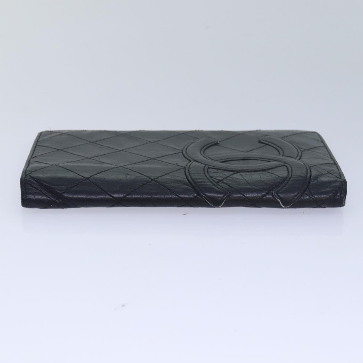 CHANEL Cambon Line Long Wallet Leather Black CC bs16463