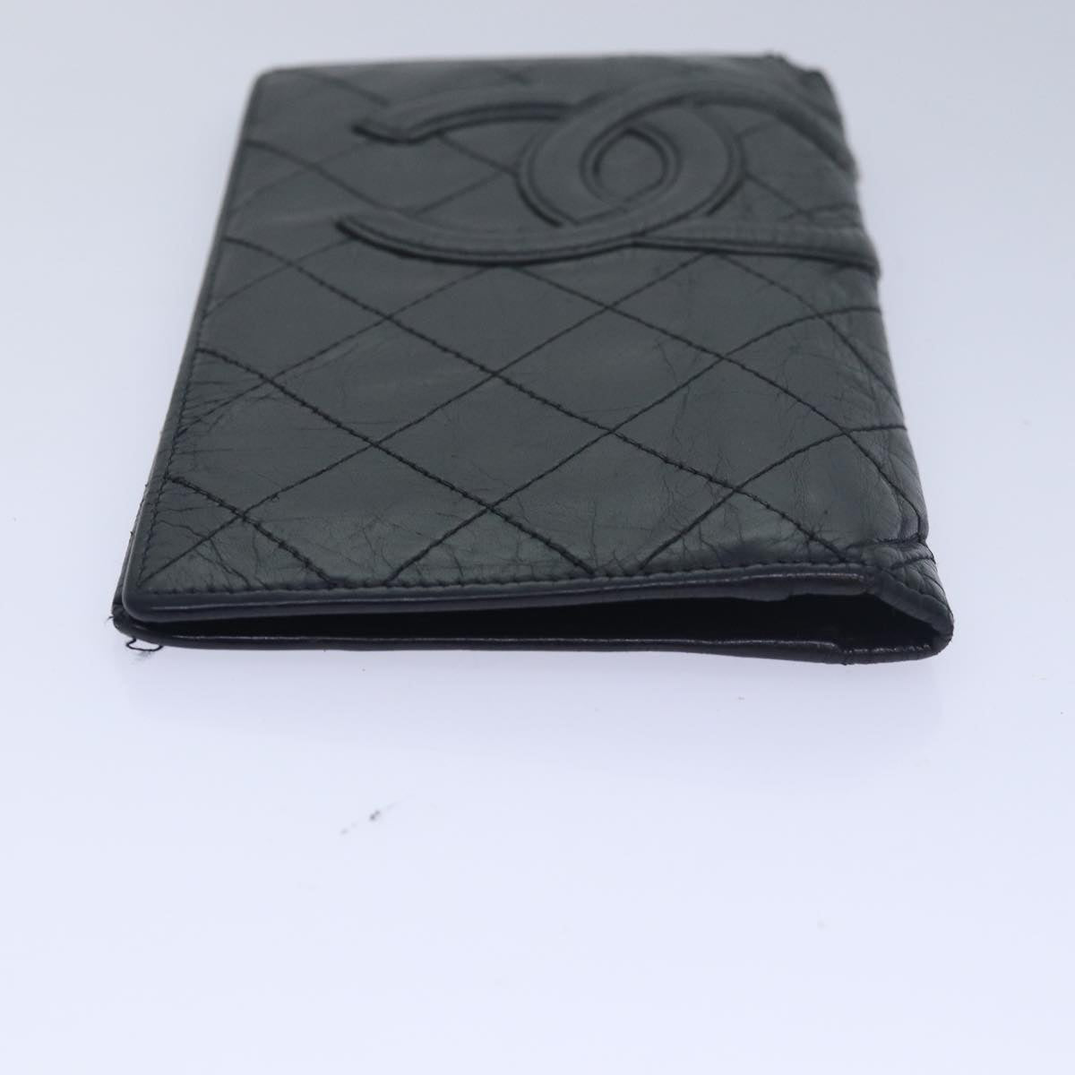 CHANEL Cambon Line Long Wallet Leather Black CC bs16463