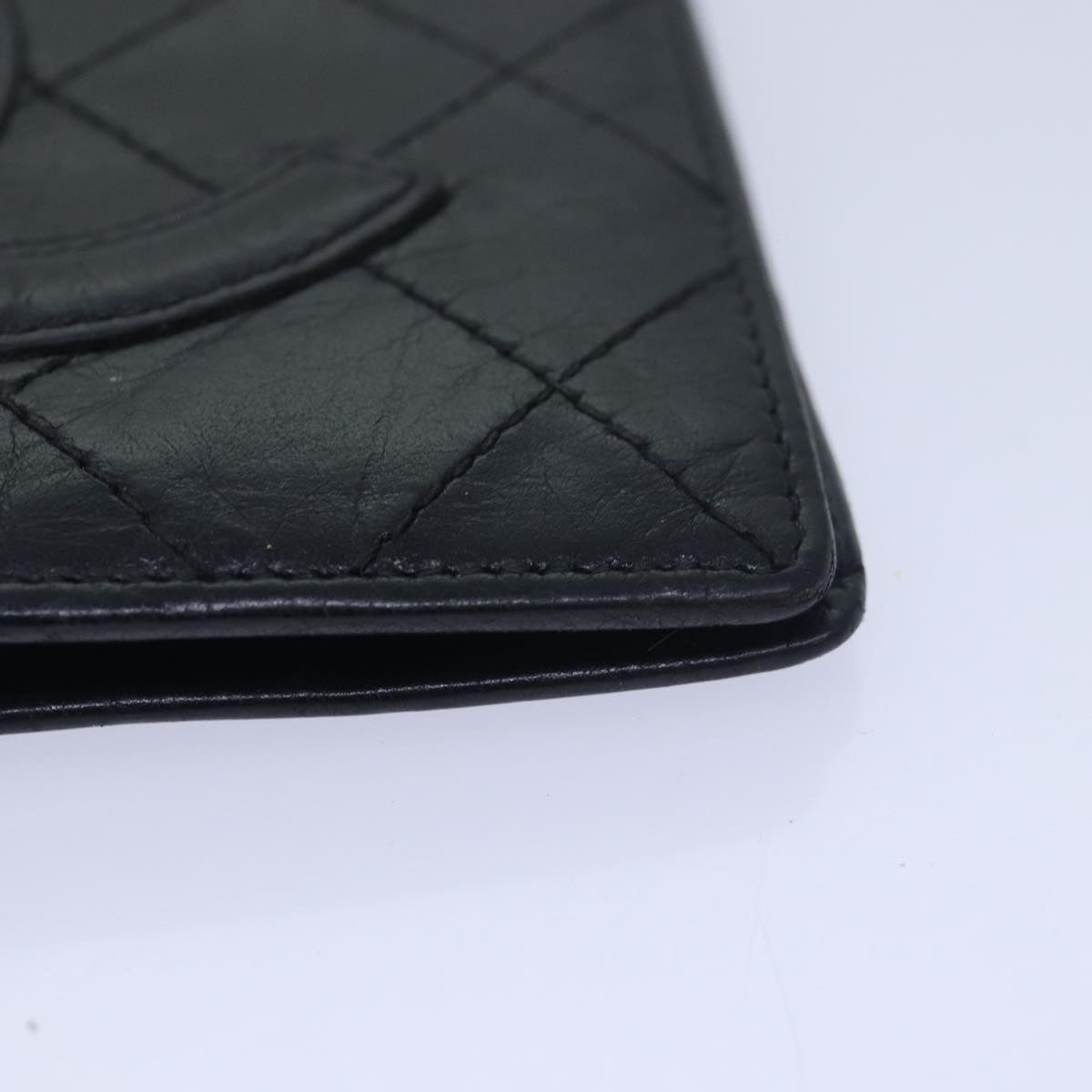 CHANEL Cambon Line Long Wallet Leather Black CC bs16463