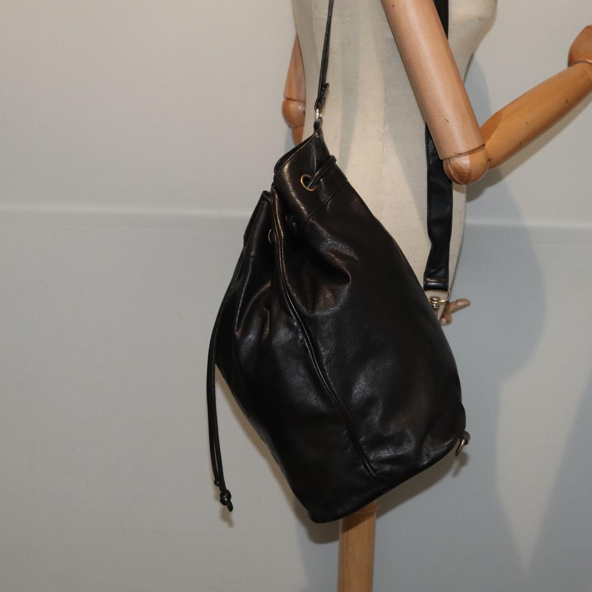 CHANEL COCO Mark Purse Shoulder Bag Lamb Skin Black CC bs16571
