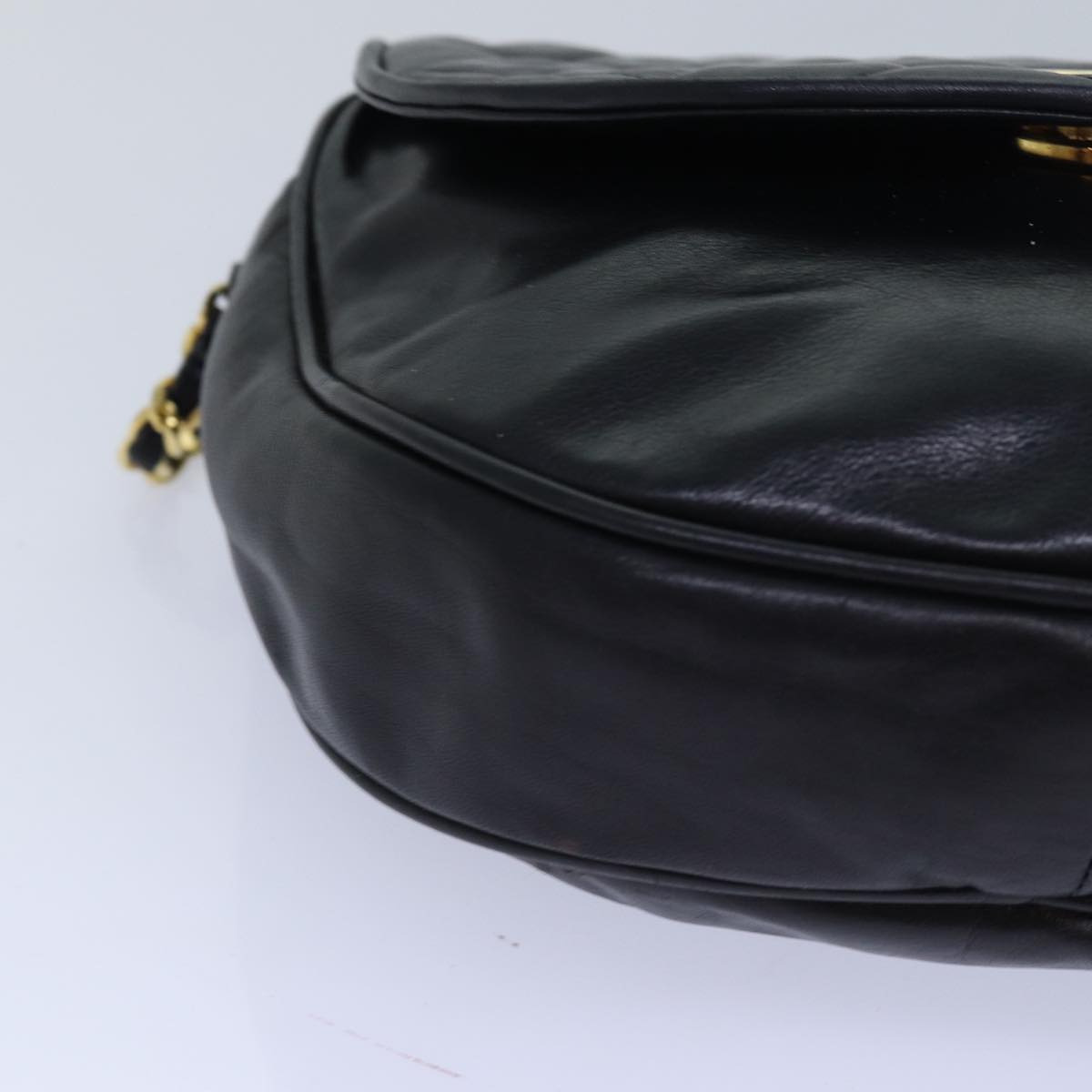 CHANEL Matelasse Chain Shoulder Bag Lamb Skin Black CC bs16595