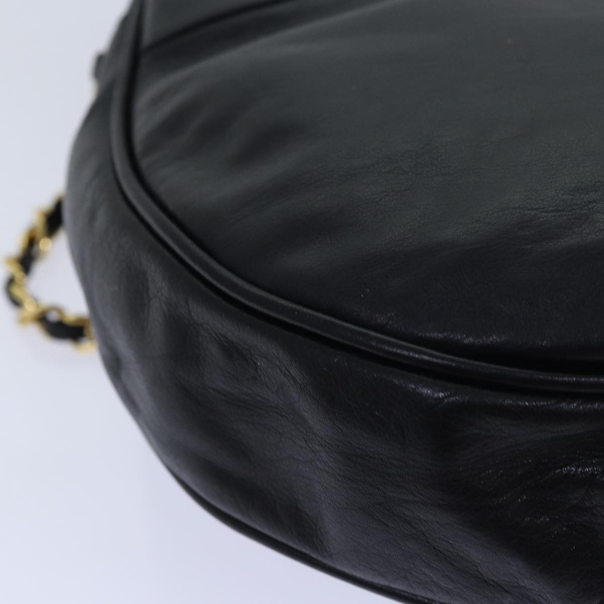 CHANEL Matelasse Chain Shoulder Bag Lamb Skin Black CC bs16595