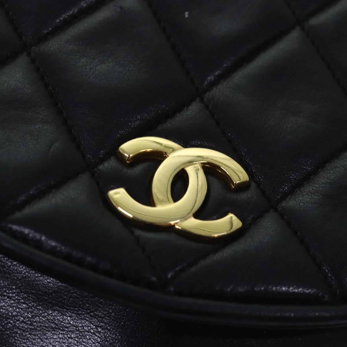 CHANEL Matelasse Chain Shoulder Bag Lamb Skin Black CC bs16595