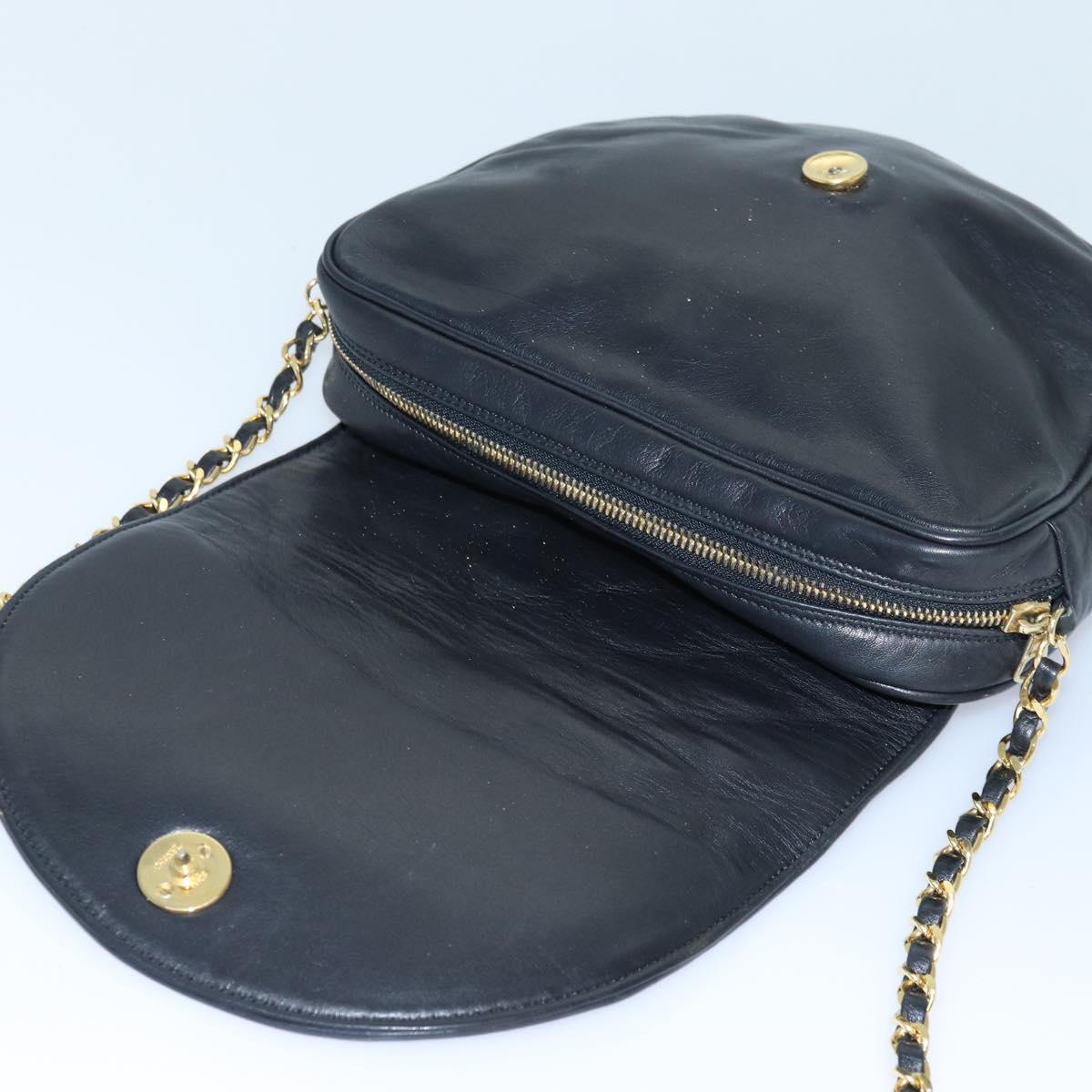 CHANEL Matelasse Chain Shoulder Bag Lamb Skin Black CC bs16595