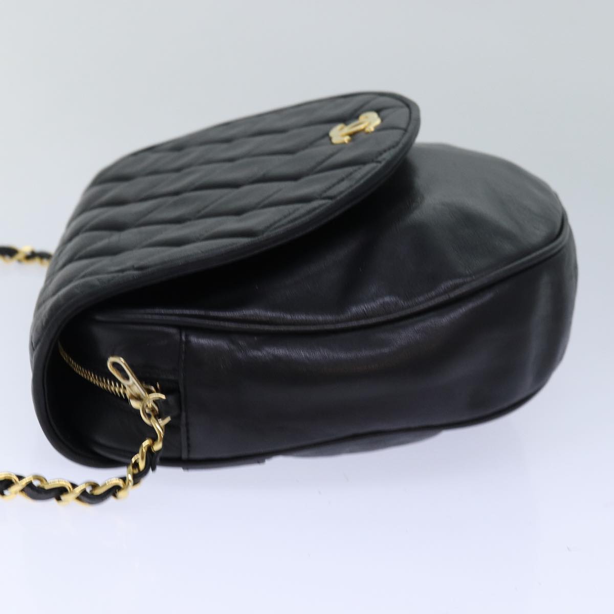 CHANEL Matelasse Chain Shoulder Bag Lamb Skin Black CC bs16595