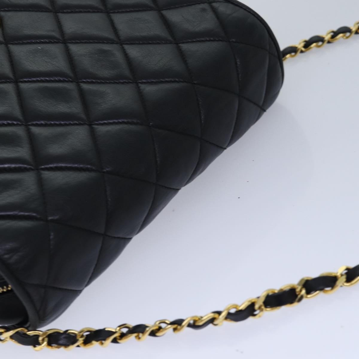 CHANEL Matelasse Chain Shoulder Bag Lamb Skin Black CC bs16595
