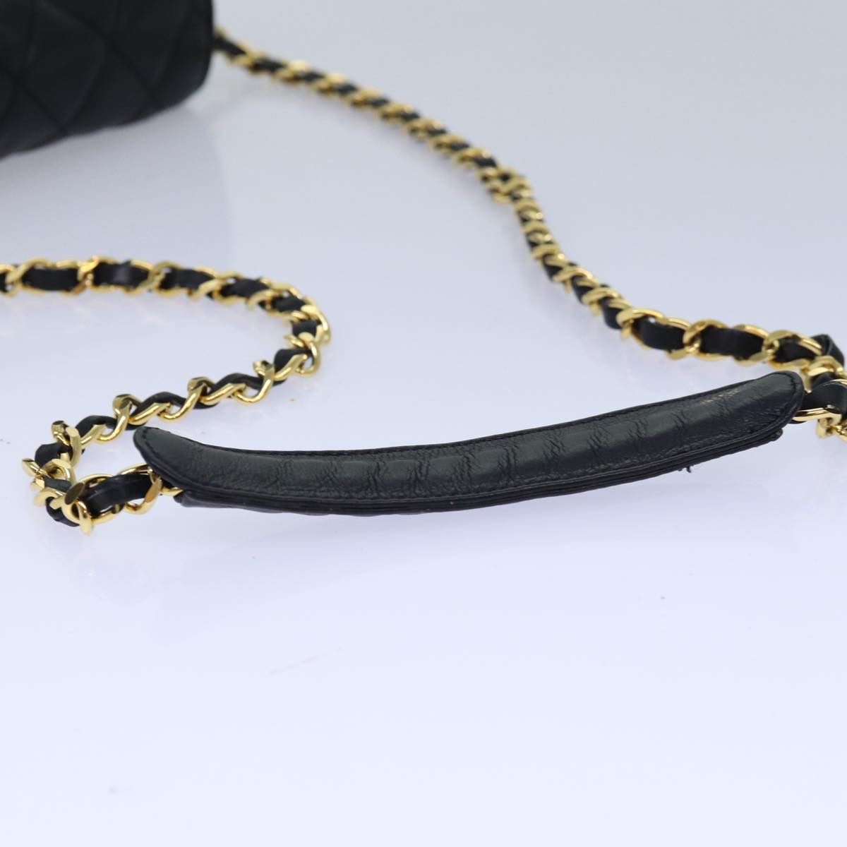 CHANEL Matelasse Chain Shoulder Bag Lamb Skin Black CC bs16595